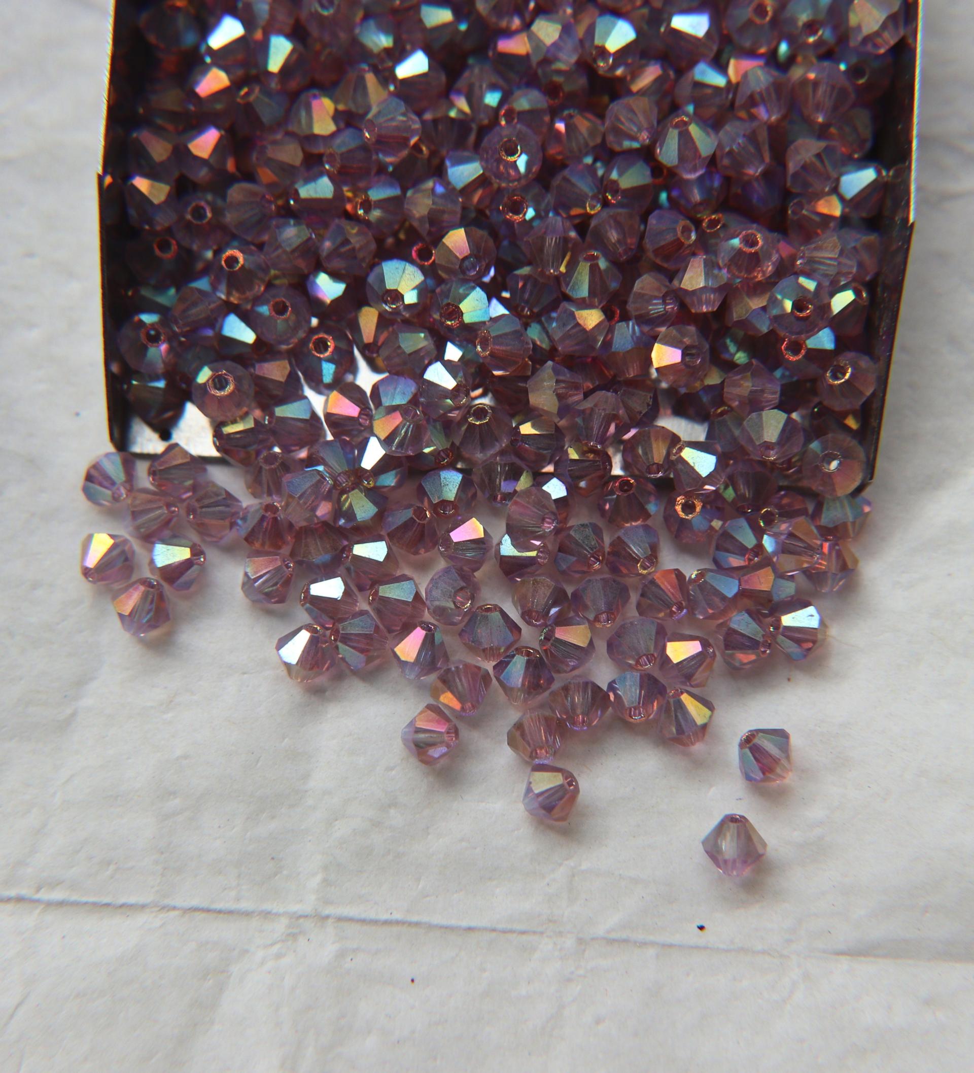 4mm Light Amethyst (212) 2X Shimmer Swarovski Bicone Cuts beads AB 36/72/144/432/720 Pieces embellishment couture