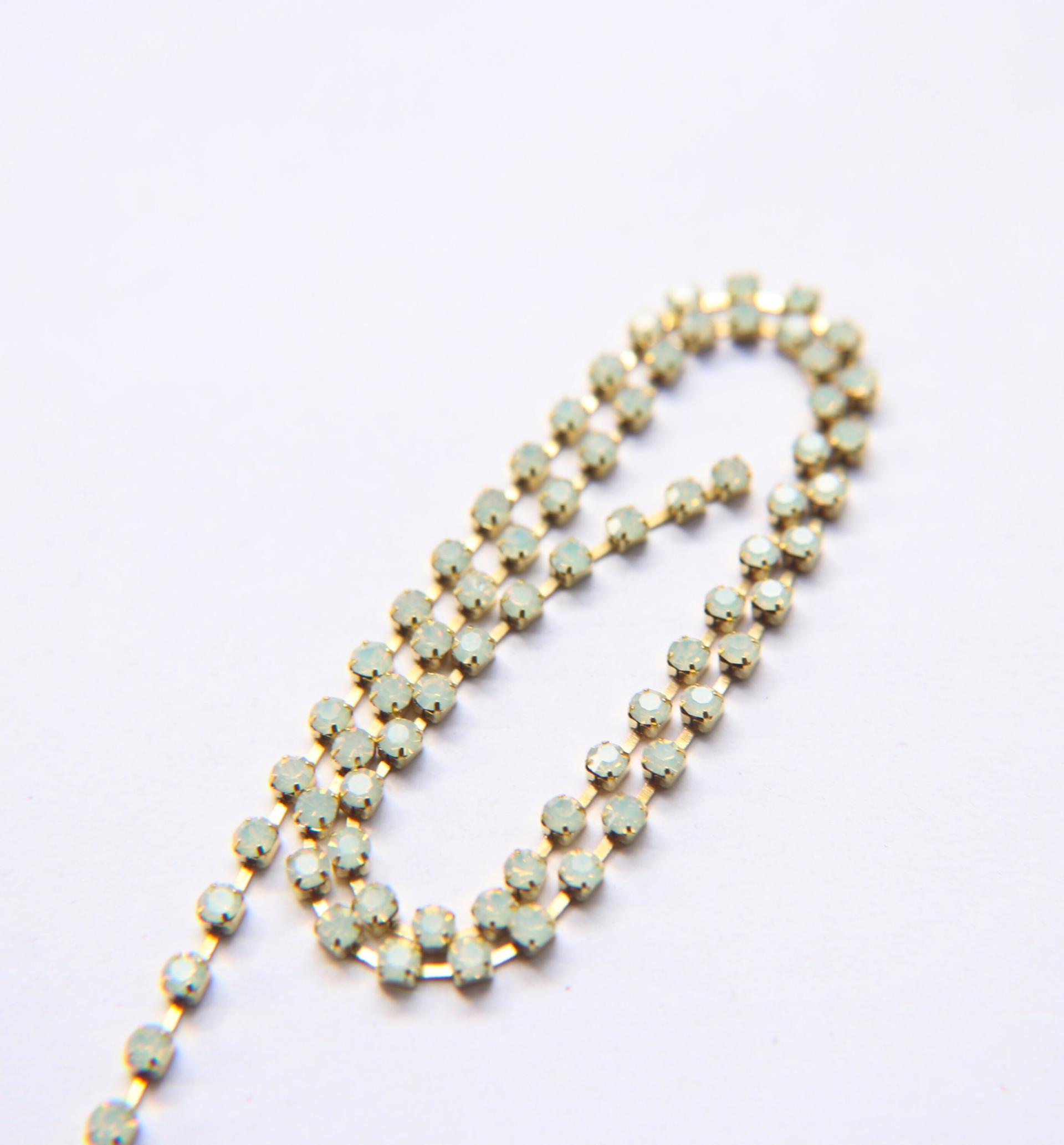 12ss Preciosa White Opal Rhinestone Chain 3mm 1/2/5/15 Meters 0.5/1/2/5 Meters strass chains, embroidery materials, craft supplies