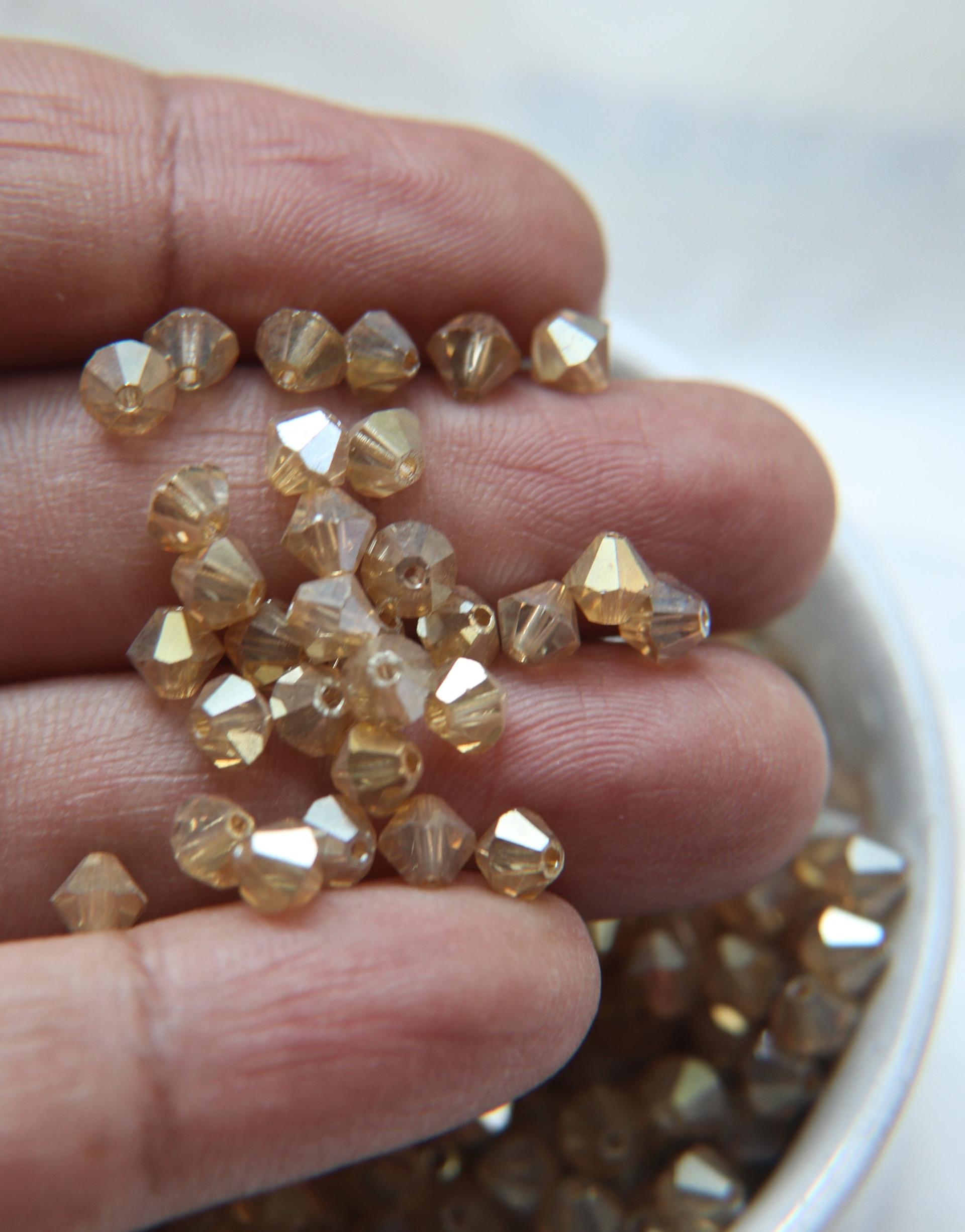 Swarovski (5mm) Crystal Golden flare Bicones 12/36/72/144/288/720 Pieces embroidery materials, jewelry supplies, craft supplies, decoration