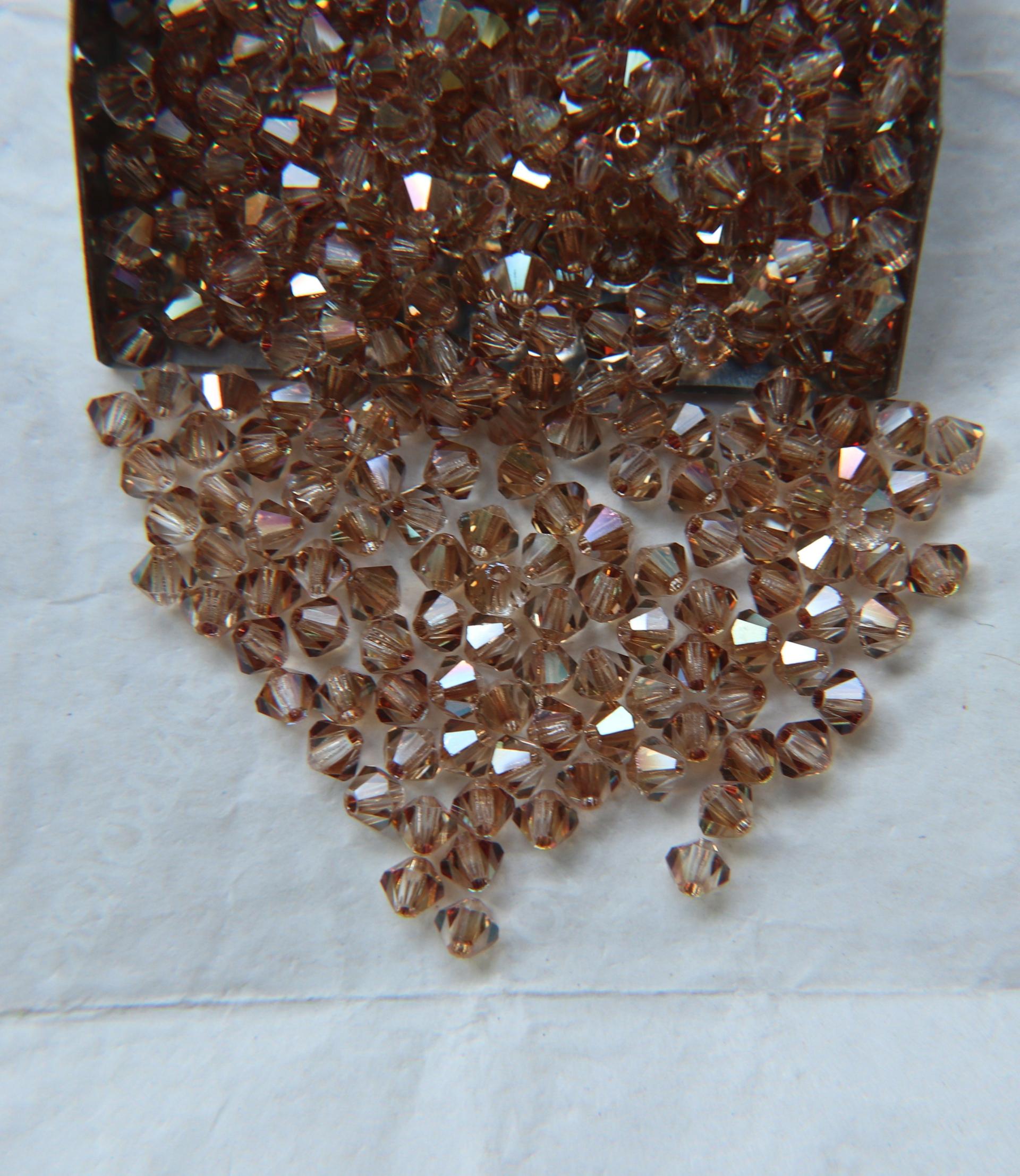4mm Swarovski Crystal Copper Bicones Beads Rainbow 36/72/144/432/720 Pieces (508) beads, jewelry making, couture embellishment