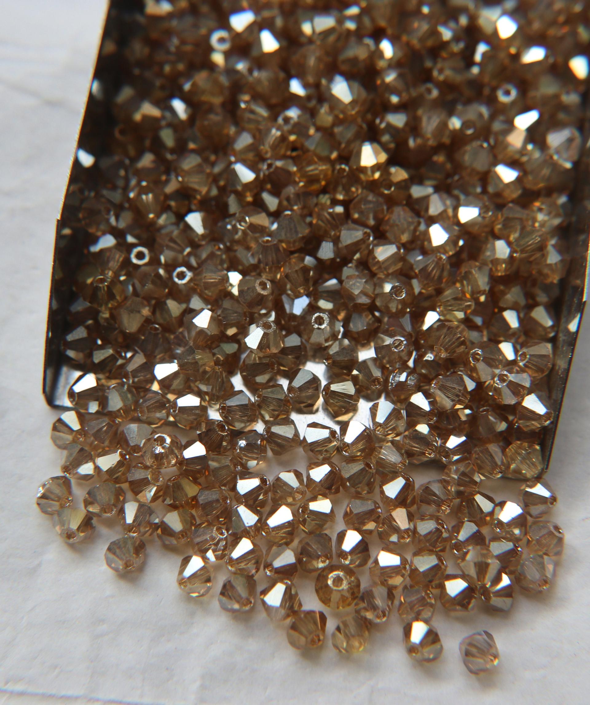 4mm Swarovski Crystal Golden Honey Bicones Beads 36/72/144/432/720 Pieces PREMIUM MATERIALS,embroidery materials, jewelry supplies
