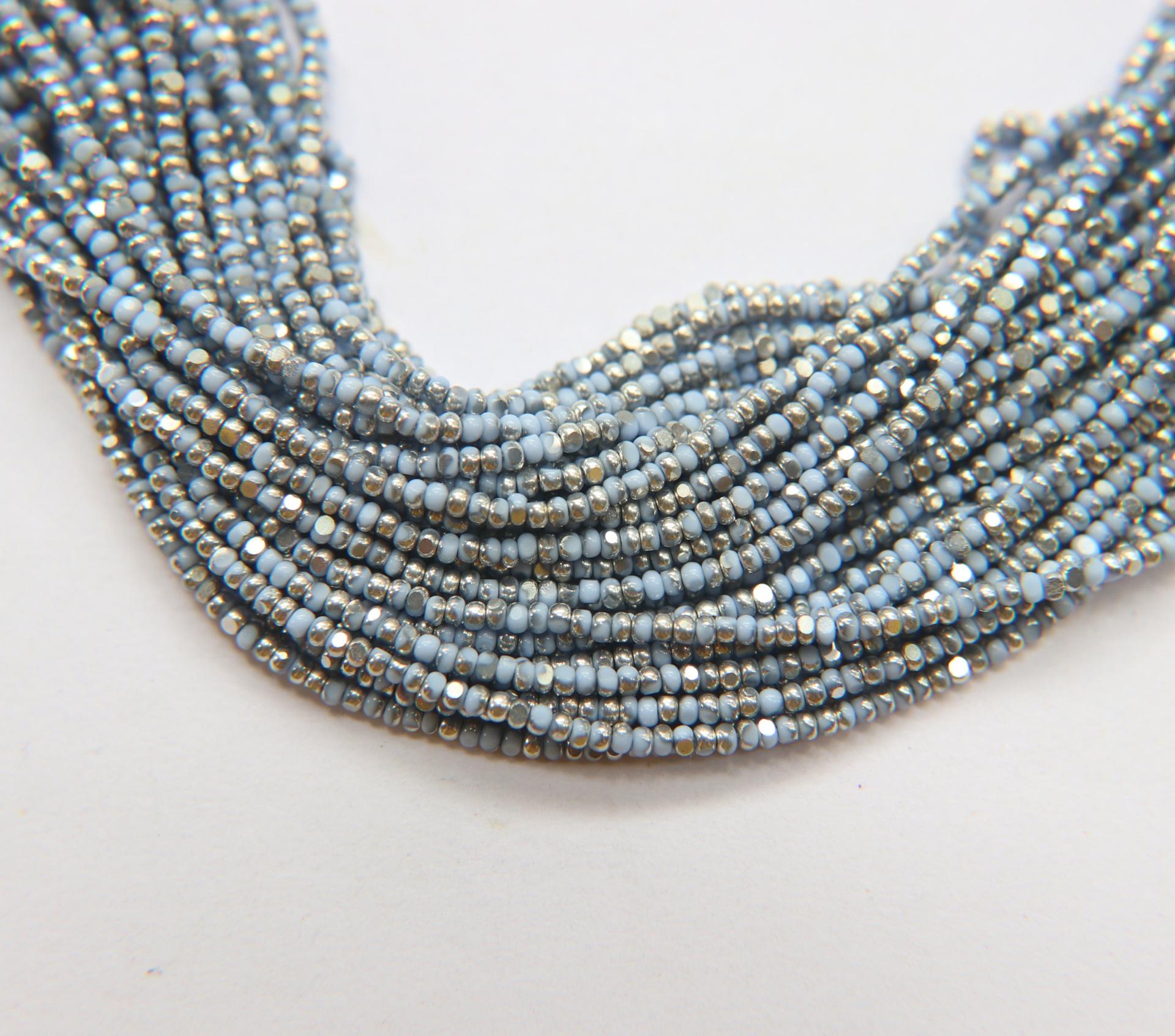 11/0 Hanks Charlotte Cut Beads Patina Light Pale Blue opaque Silver 1/5/25/50/100 Hanks 2.0mm PREMIUM SEED beads, jewelry supply, findings