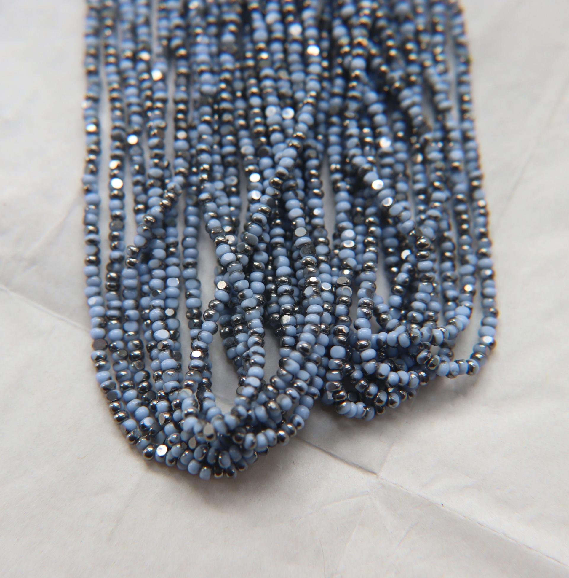 11/0 Hanks Charlotte Cut Beads Patina Light Pale Blue Opaque Gunmetal 1/5/25/50/100 Hanks 2.0mm glass beads, jewelry supply, findings