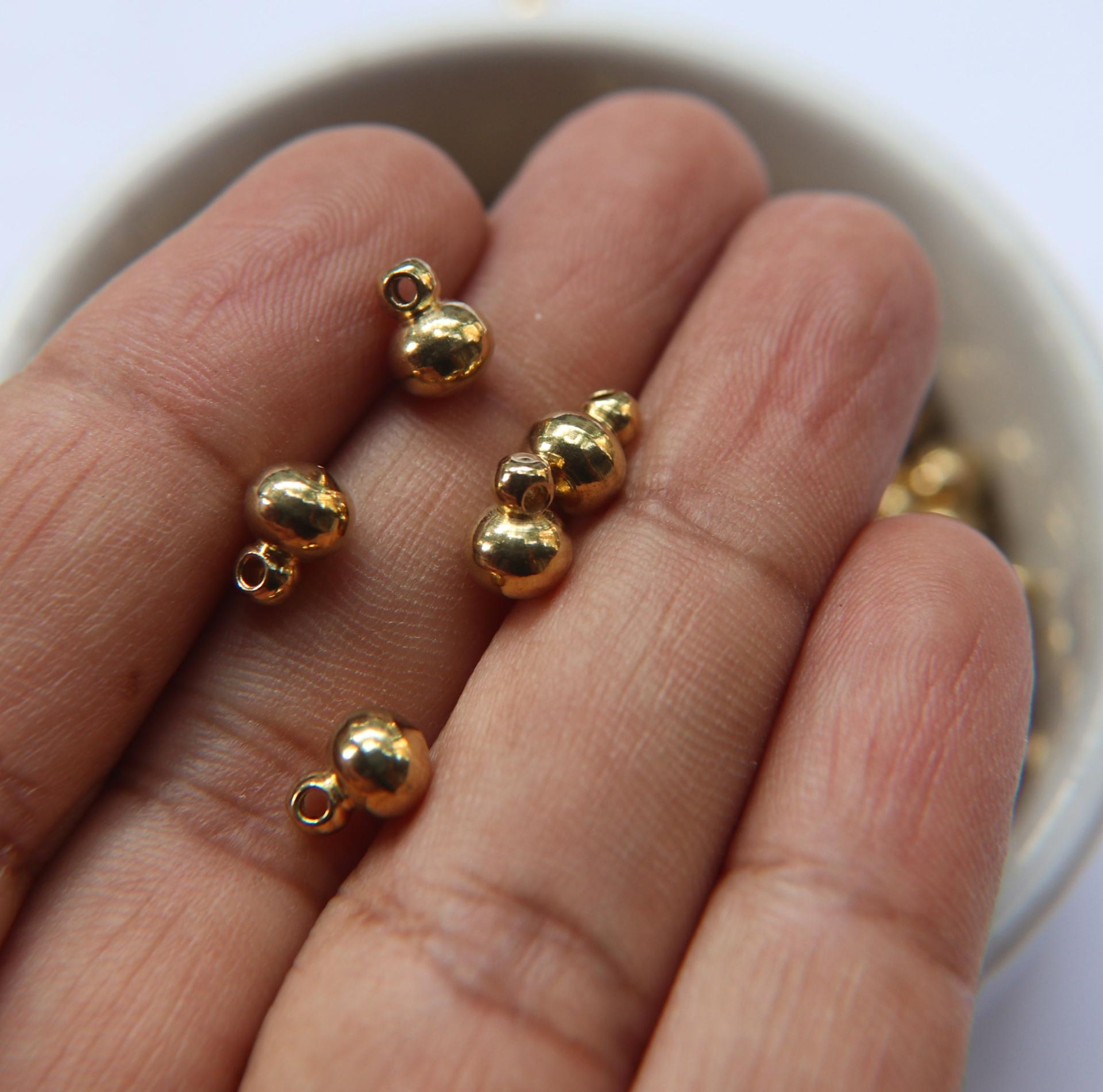 Round Solid Metal Drops, Ball drop Charms, in brass 6mm, 1.4mm Loop, 10/35/150 pieces jewelry findings, vintage jewelry parts
