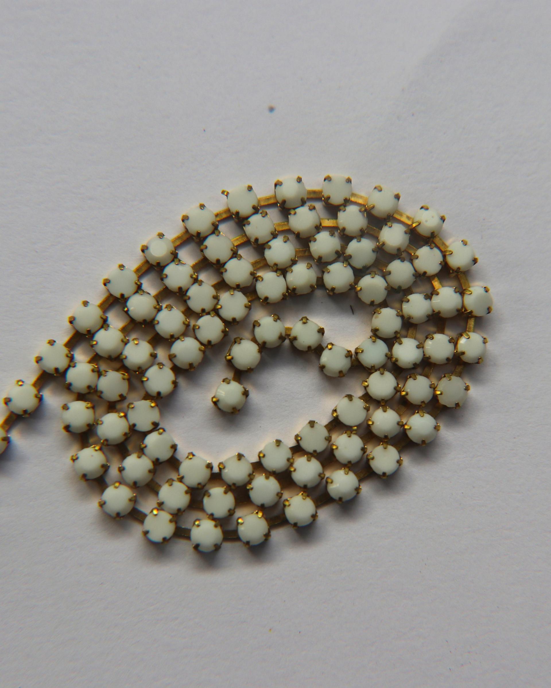12 SS Rhinestone Chain Vintage Glass Vintage Chatons Opaque Chalk White (3mm) 1/2/5/15 Meters vintage findings, jewelry making, craft supply