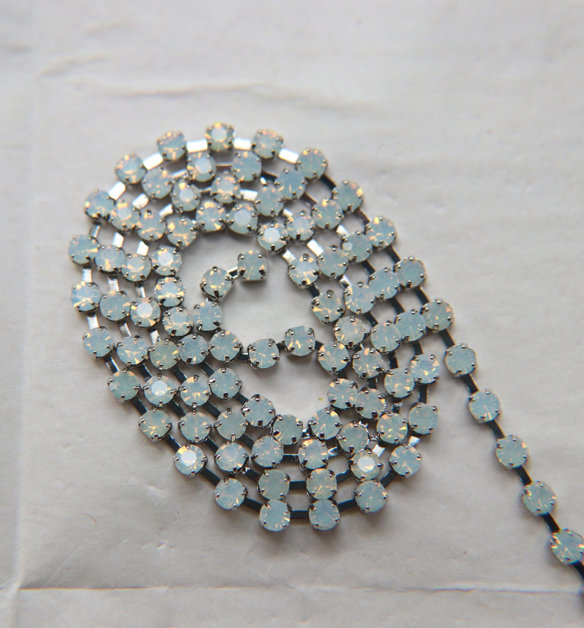 12ss Preciosa White Opal Rhinestone Chain 3mm 1/2/5/15 Meters 0.5/1/2/5 Meters strass chains, embroidery materials, craft supplies
