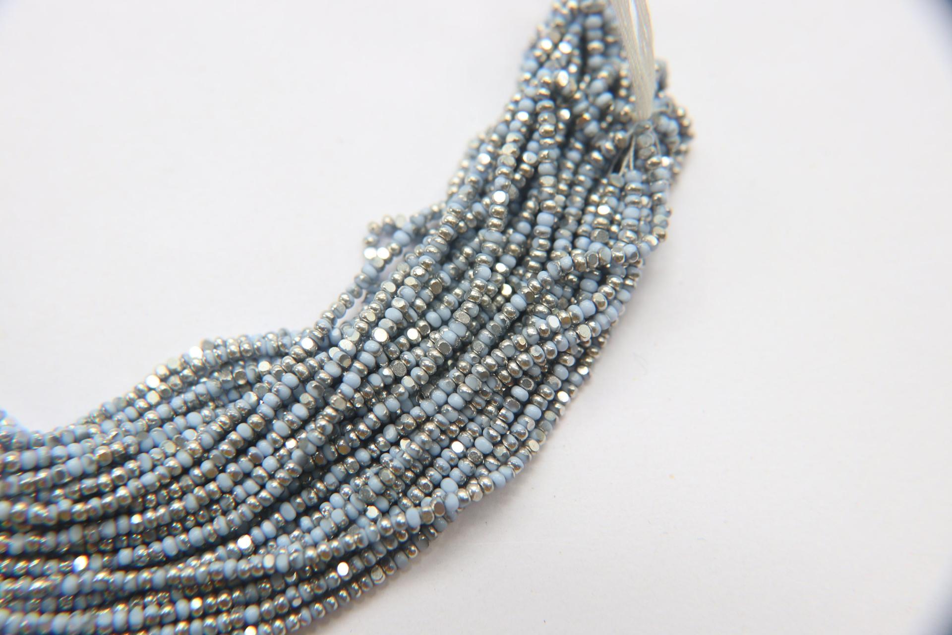11/0 Hanks Charlotte Cut Beads Patina Light Pale Blue opaque Silver 1/5/25/50/100 Hanks 2.0mm PREMIUM SEED beads, jewelry supply, findings