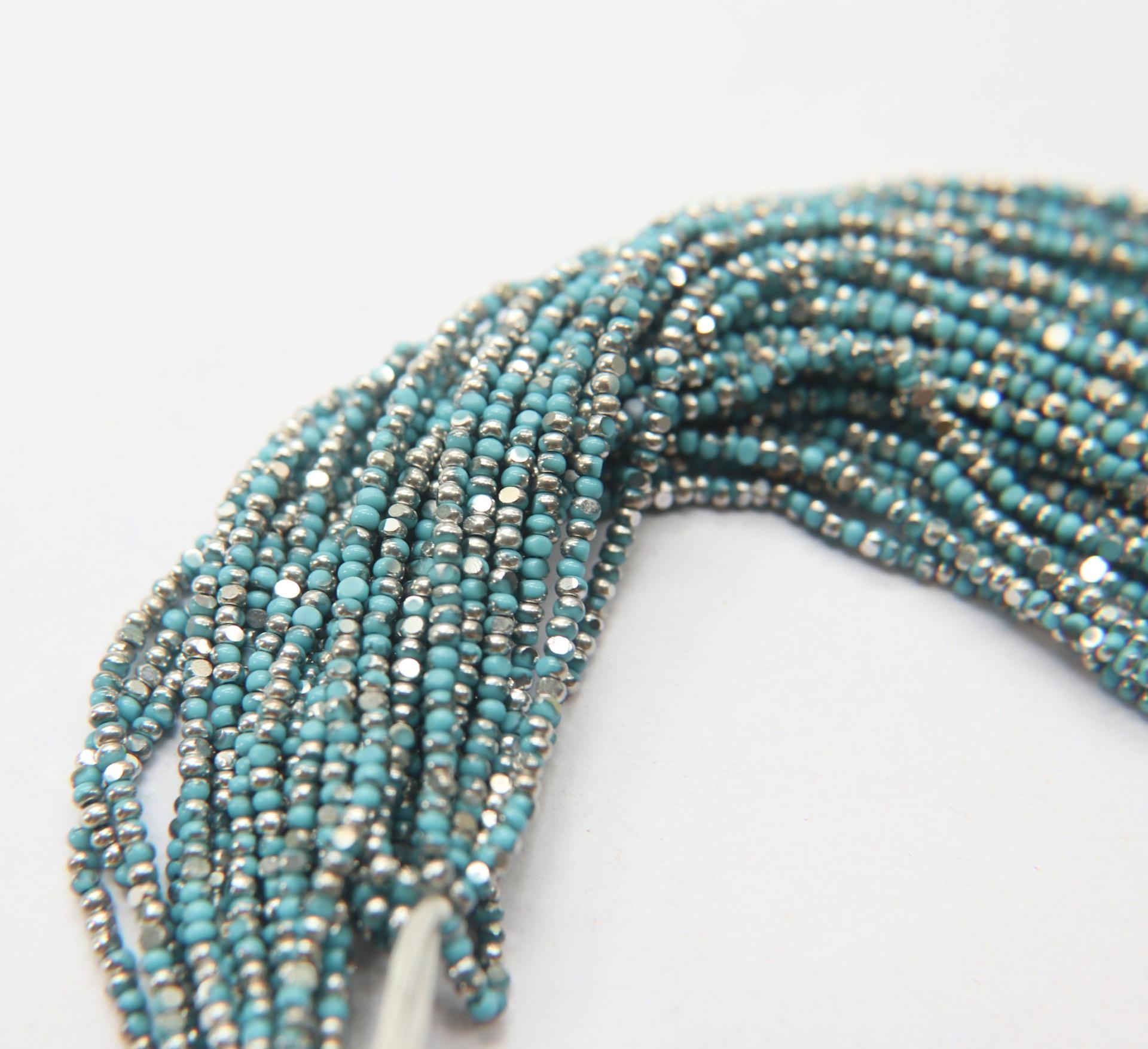 11/0 Hanks Charlotte Cut Beads Patina Premium Turquoise Blue Opaque Silver 1/5/25/50/100 Hanks 2.0mm PREMIUM SEED beads, jewelry supply