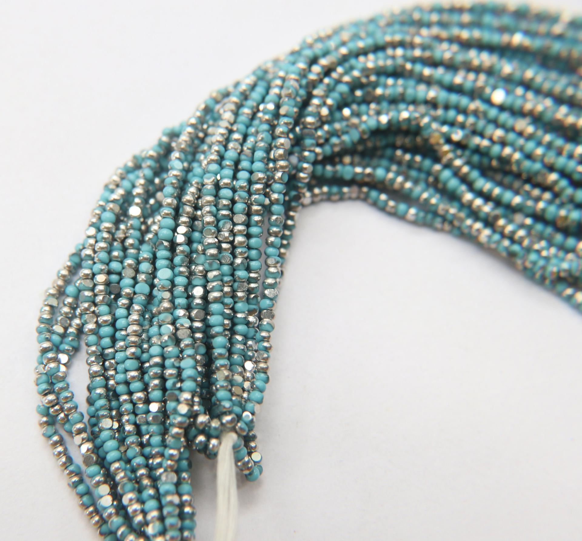11/0 Hanks Charlotte Cut Beads Patina Premium Turquoise Blue Opaque Silver 1/5/25/50/100 Hanks 2.0mm PREMIUM SEED beads, jewelry supply