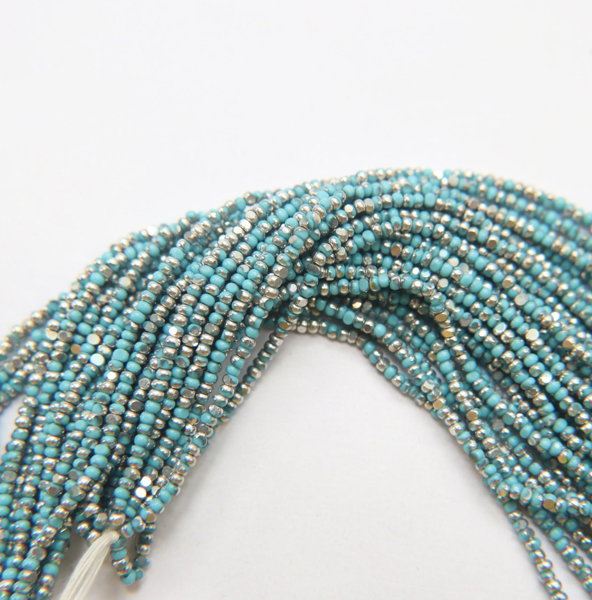 11/0 Hanks Charlotte Cut Beads Patina Premium Turquoise Blue Opaque Silver 1/5/25/50/100 Hanks 2.0mm PREMIUM SEED beads, jewelry supply