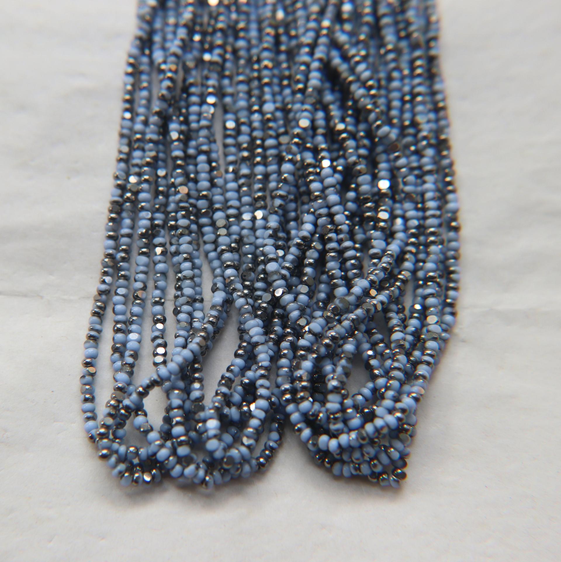 11/0 Hanks Charlotte Cut Beads Patina Light Pale Blue Opaque Gunmetal 1/5/25/50/100 Hanks 2.0mm glass beads, jewelry supply, findings