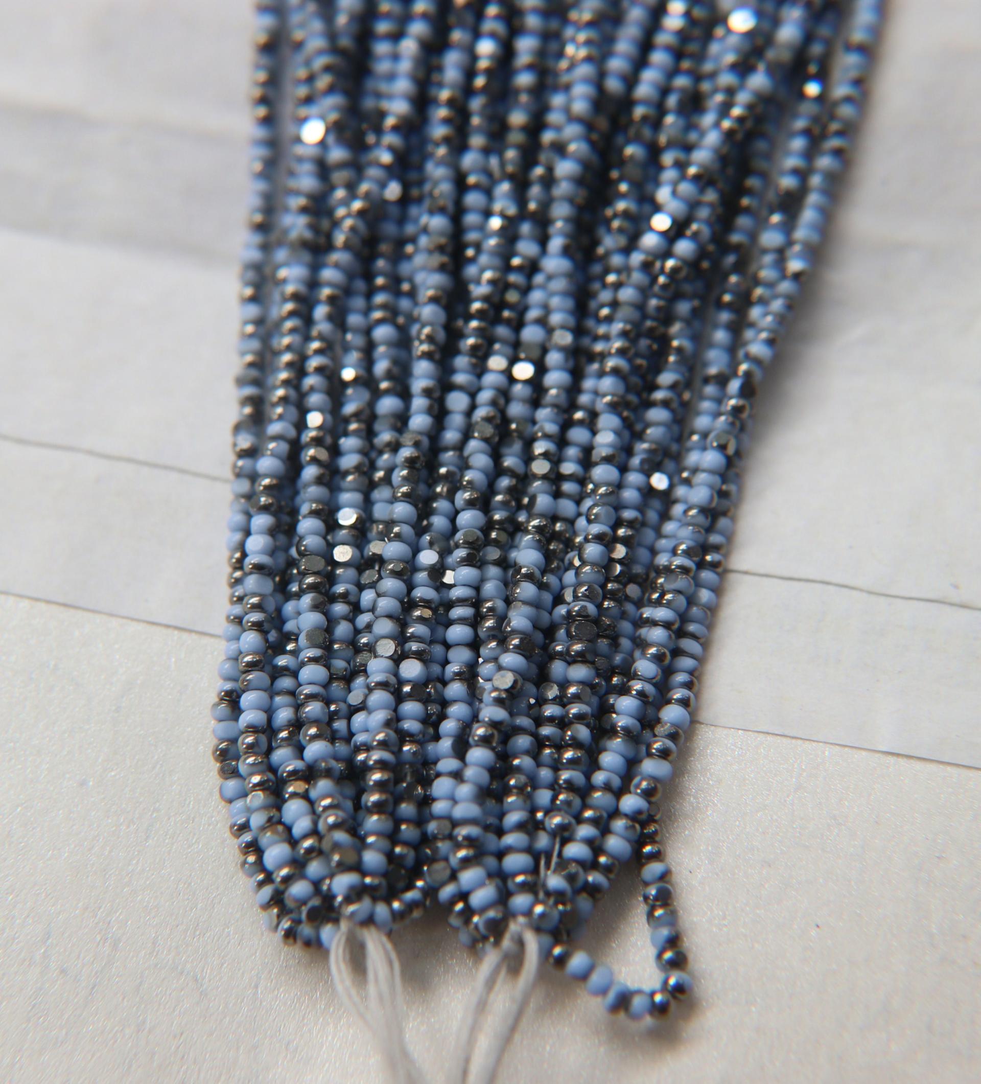 11/0 Hanks Charlotte Cut Beads Patina Light Pale Blue Opaque Gunmetal 1/5/25/50/100 Hanks 2.0mm glass beads, jewelry supply, findings