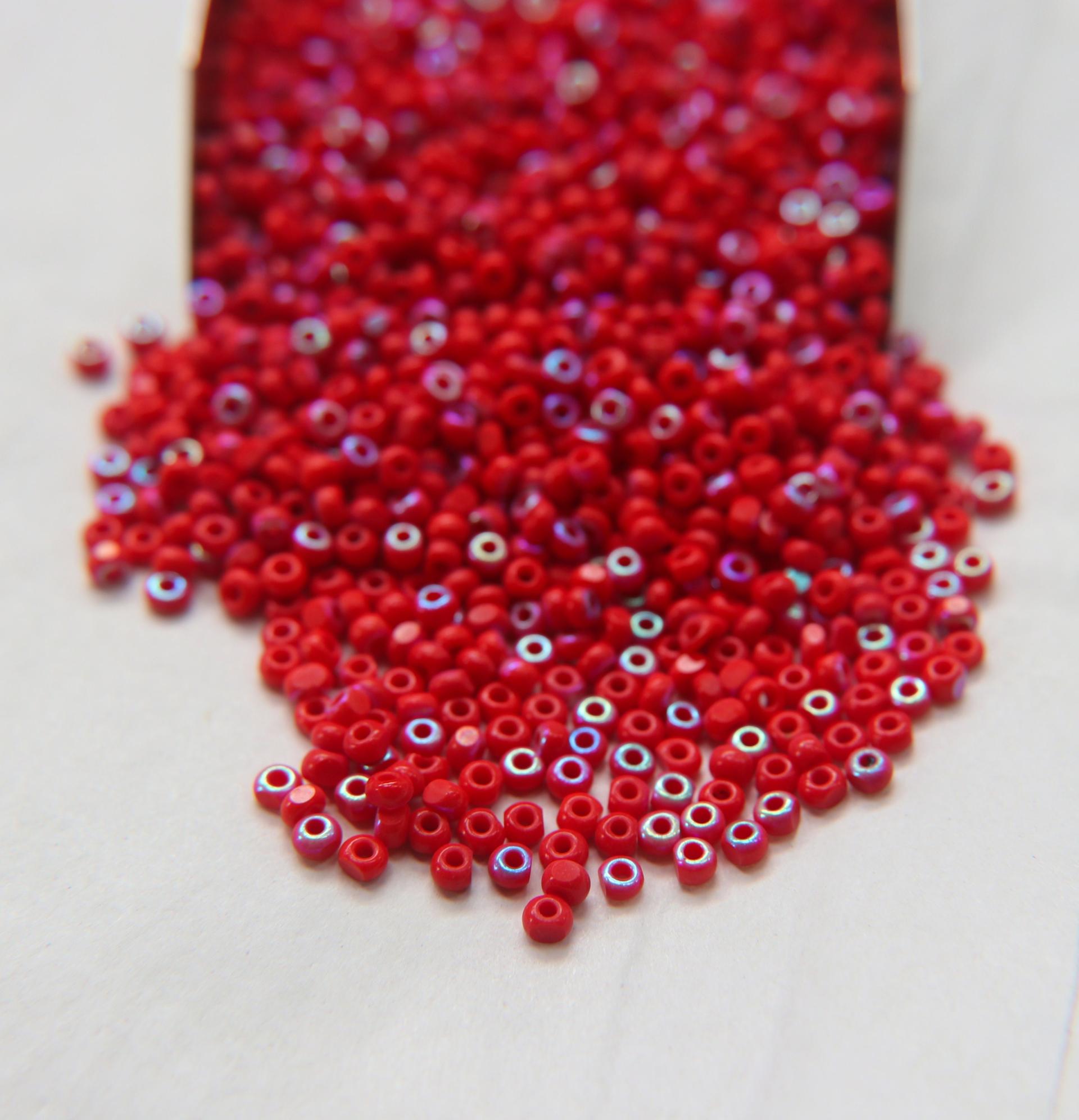 8/0 Charlotte Cut Beads Patina Light Red Opaque Aurore Boreale 10/20/50/250/500 Grams PREMIUM SEED Beads, jewelry supply, vintage findings
