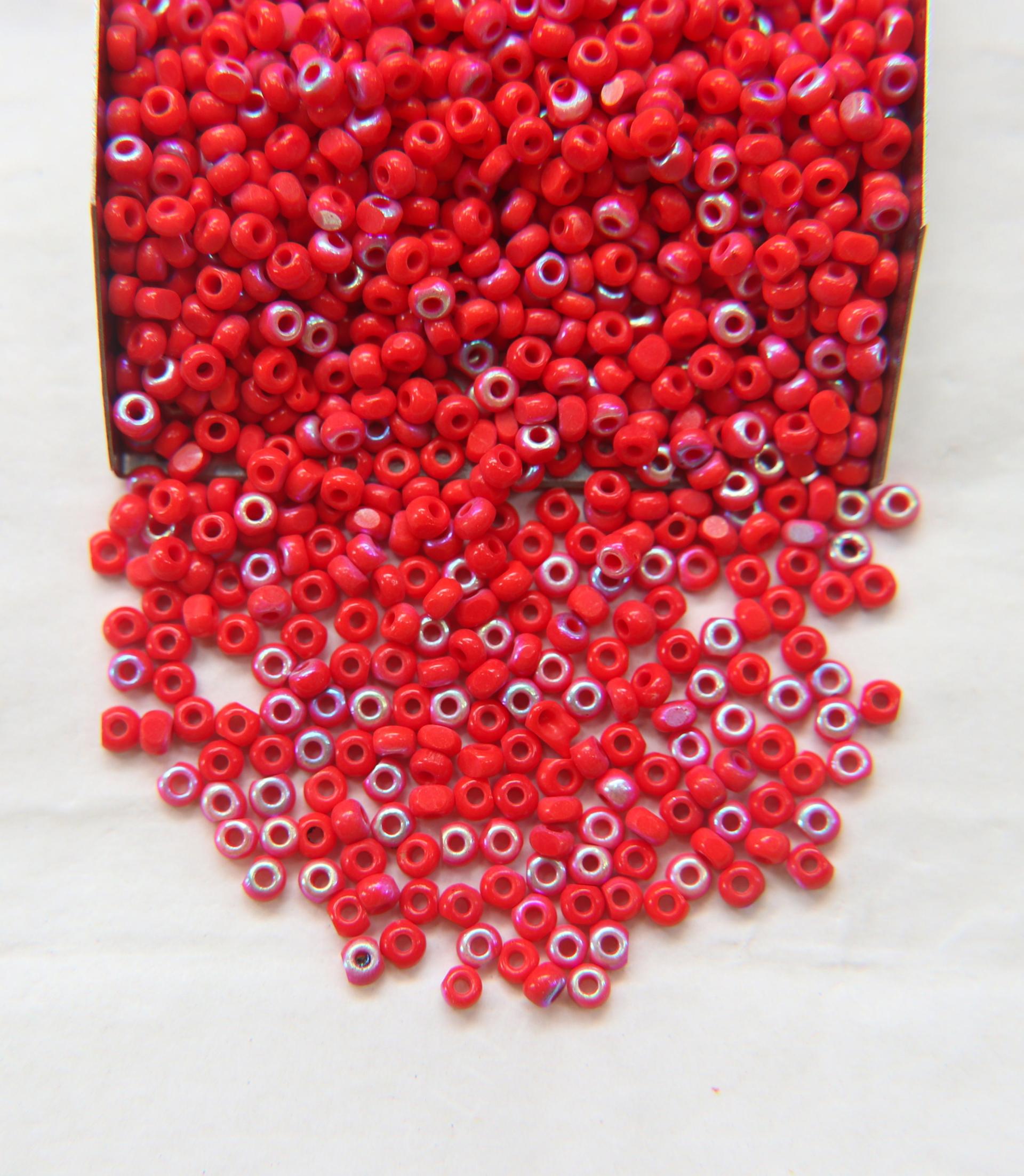 8/0 Charlotte Cut Beads Patina Light Red Opaque Aurore Boreale 10/20/50/250/500 Grams PREMIUM SEED Beads, jewelry supply, vintage findings