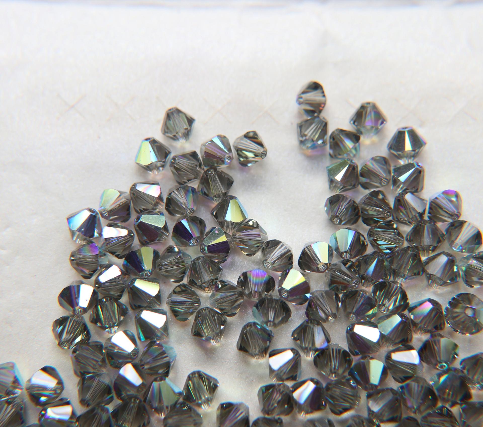 6mm Black Diamond AB (215) Swarovski Bicone Cuts 12/36/72/144/288 Pieces jewelry making/embroidery materials / premium vintage materials
