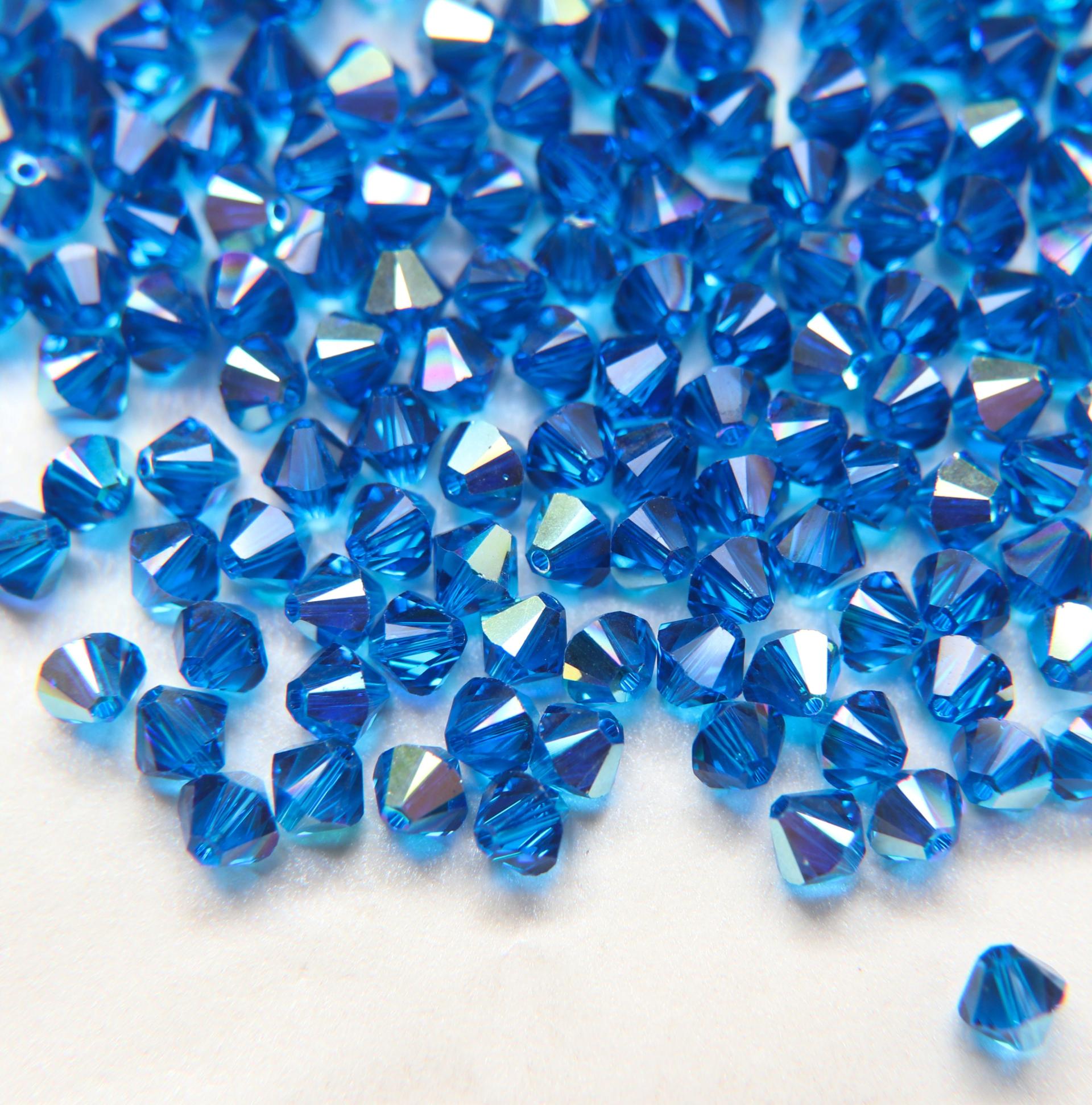 6mm Capri Blue AB (243) Swarovski Bicone Cuts 12/36/72/144/288 Pieces jewelry making/embroidery materials / premium vintage materials