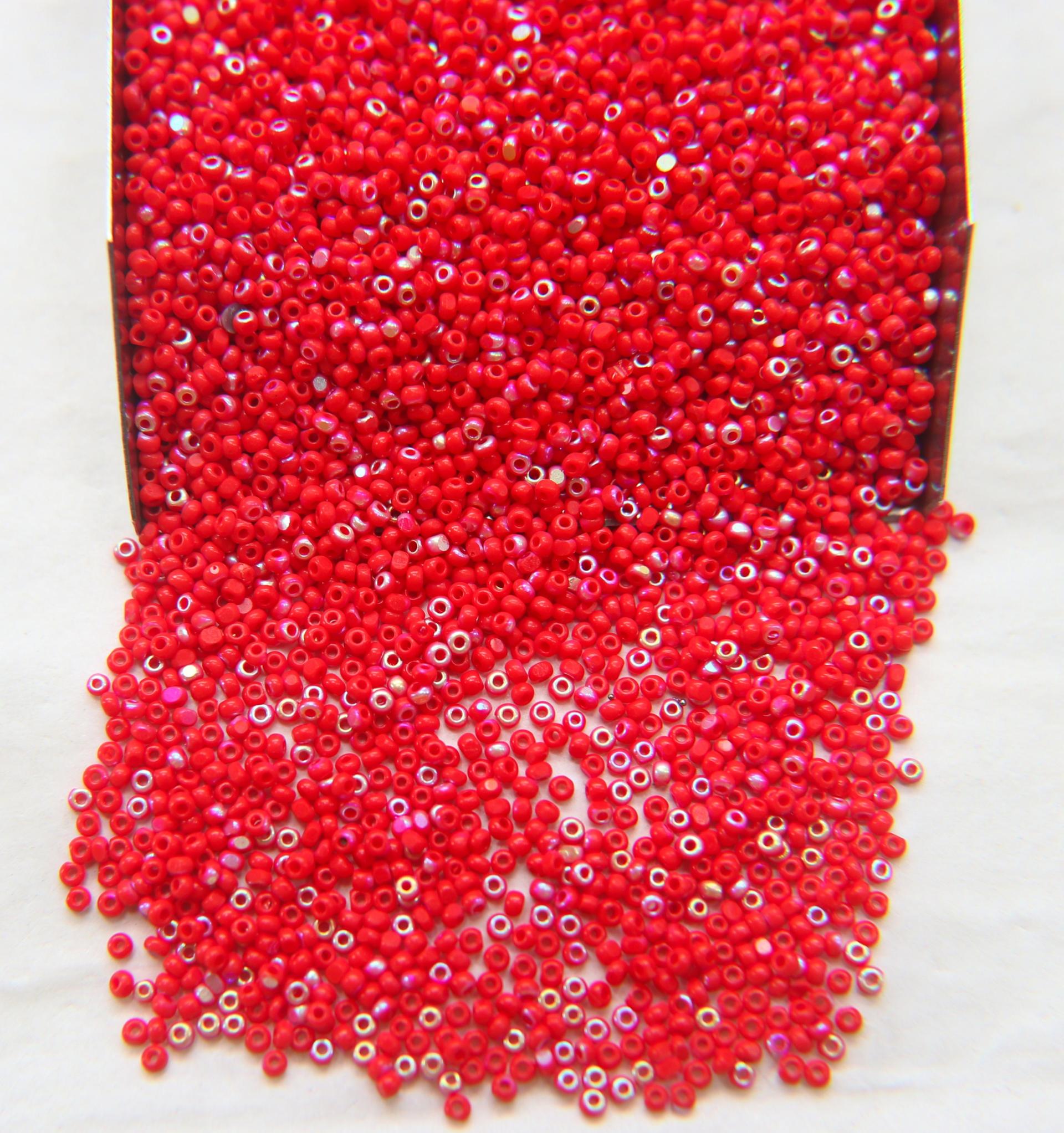 13/0 Charlotte Cut Beads Patina Light Red Opaque Aurore Boreale 5/10/20/50/250/500 Grams PREMIUM MATERIALS