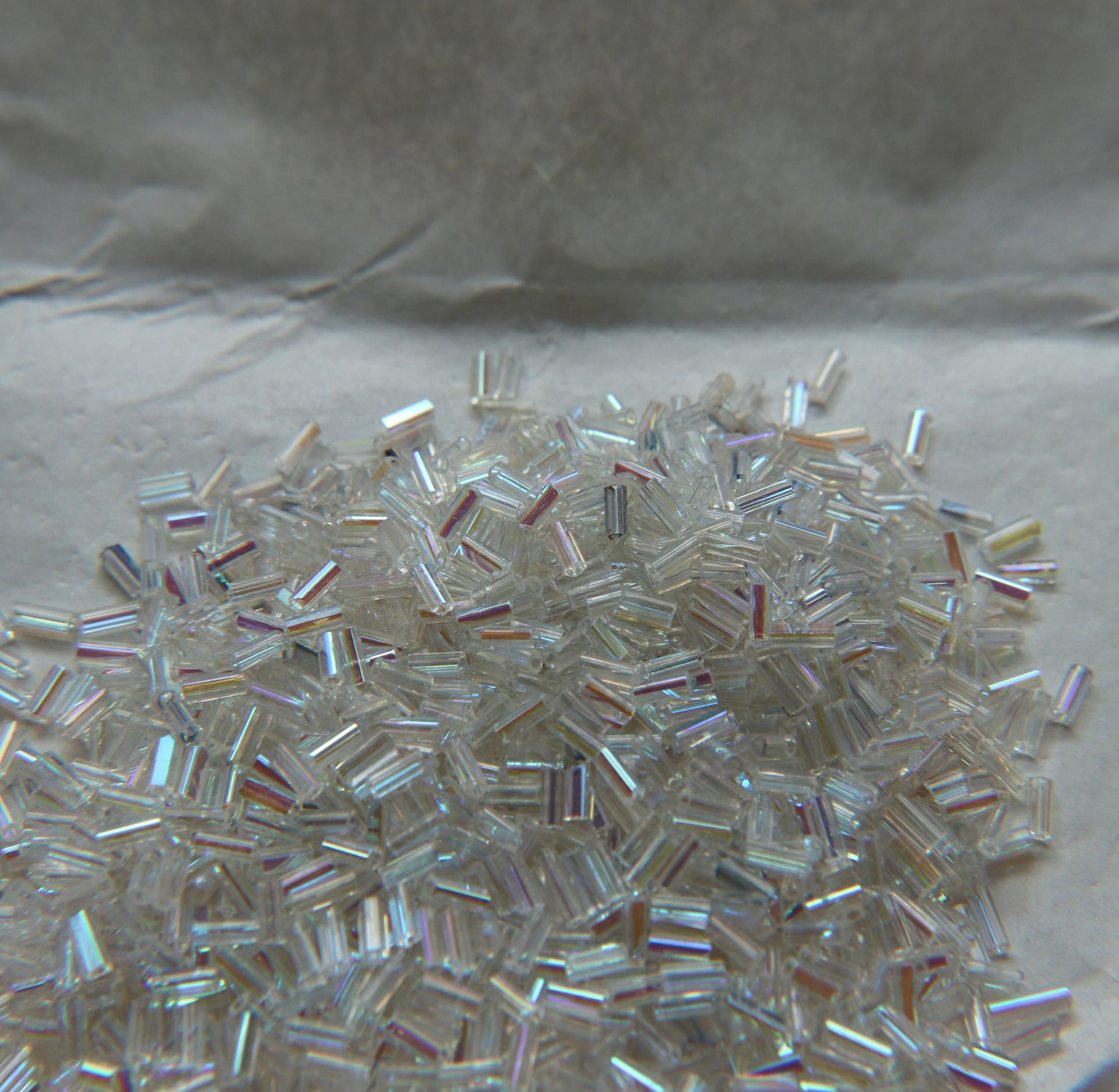 True Cuts Size 2 (2x4mm) Bugle Beads 5/10/20/50/250/500 Grams Patina Crystal Aurore Boreale loose tube beads