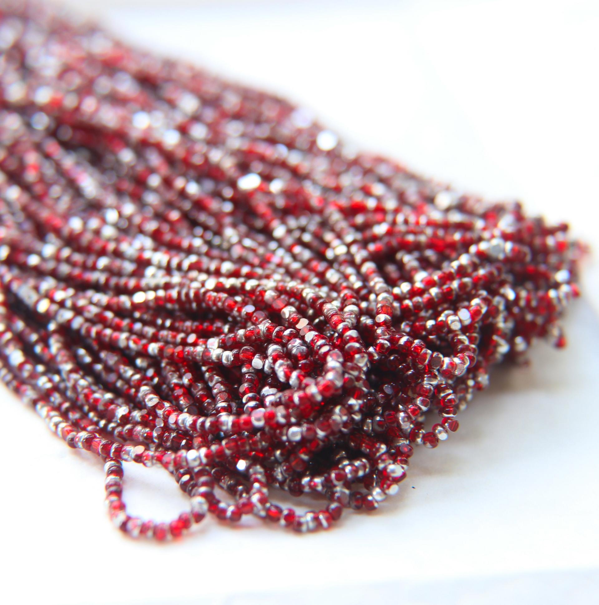 11/0 Hanks Charlotte Cut Beads Patina Transparent Light Siam Silver 1/5/25/50/100 Hanks PREMIUM SEED BEADS