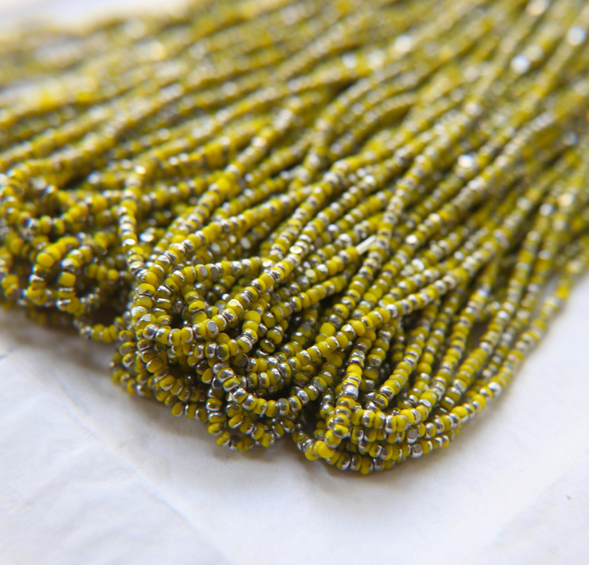 11/0 Hanks Charlotte Cut Beads Patina Opaque Yellow Silver 1/5/25/50/100 Hanks PREMIUM SEED BEADS
