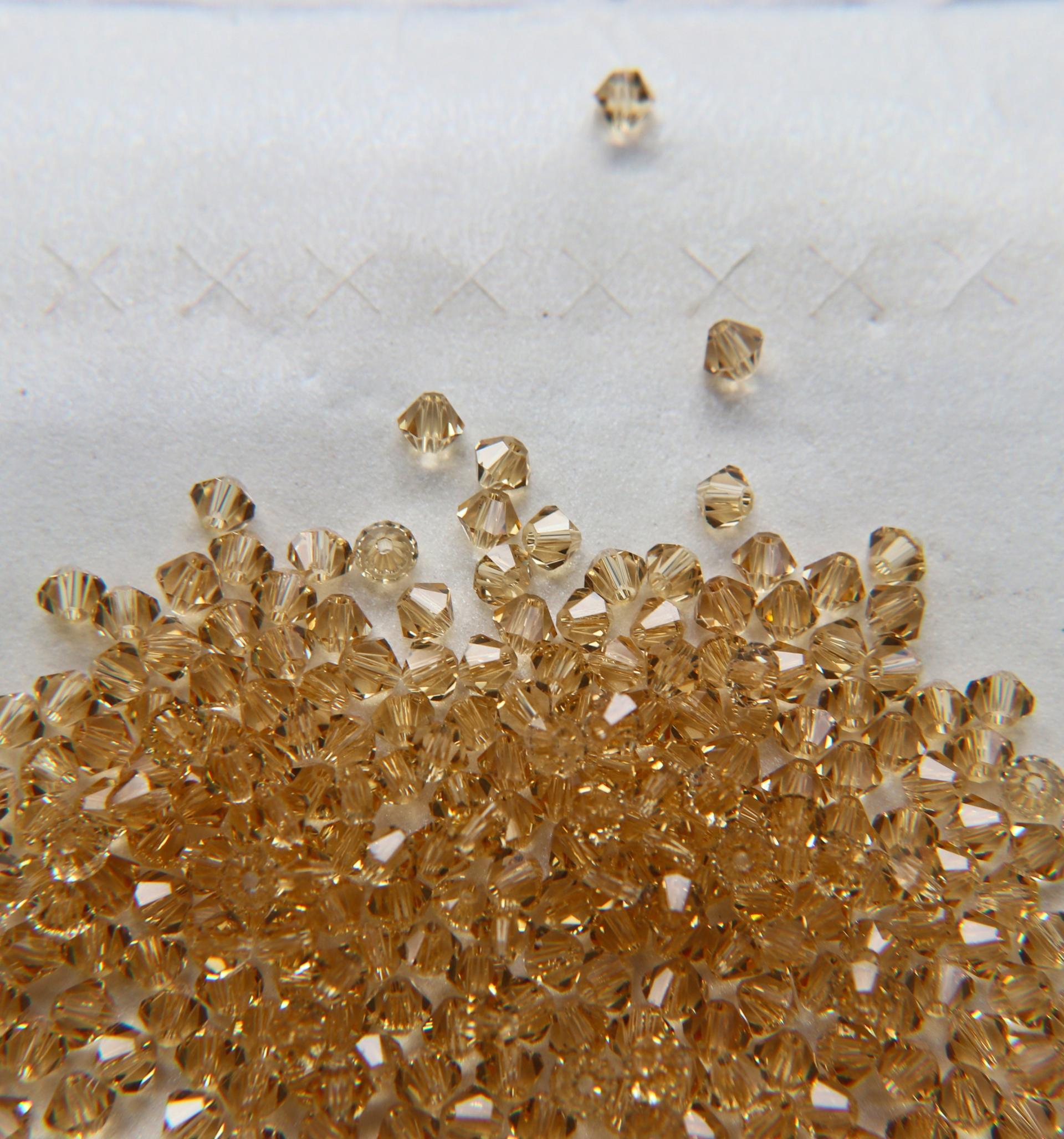 4mm Crystal Champagne Swarovski Bicone Beads 36/72/144/432/720 Pieces loose beads, jewelry making, couture embellishment