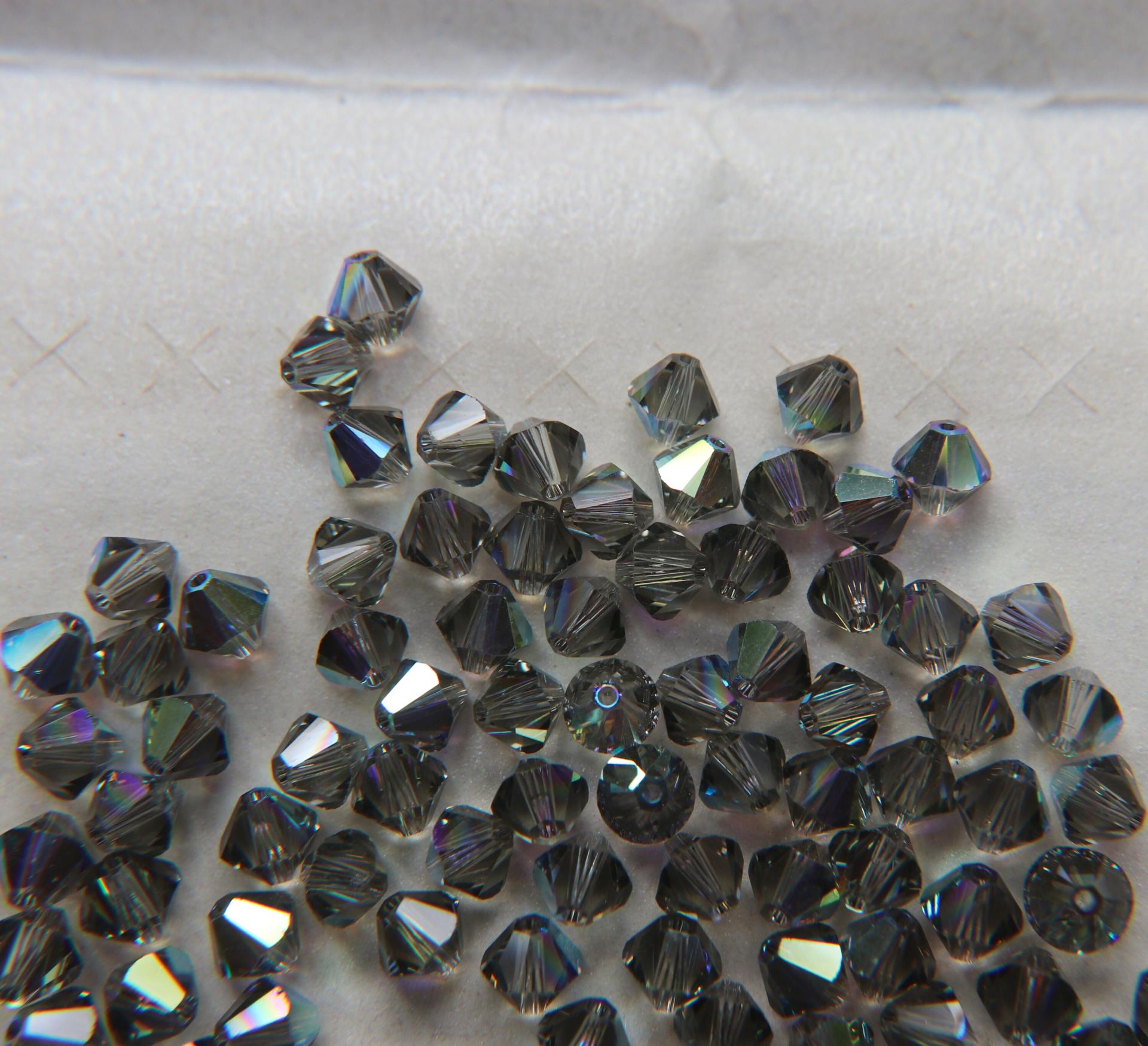 6mm Black Diamond AB (215) Swarovski Bicone Cuts 12/36/72/144/288 Pieces jewelry making/embroidery materials / premium vintage materials