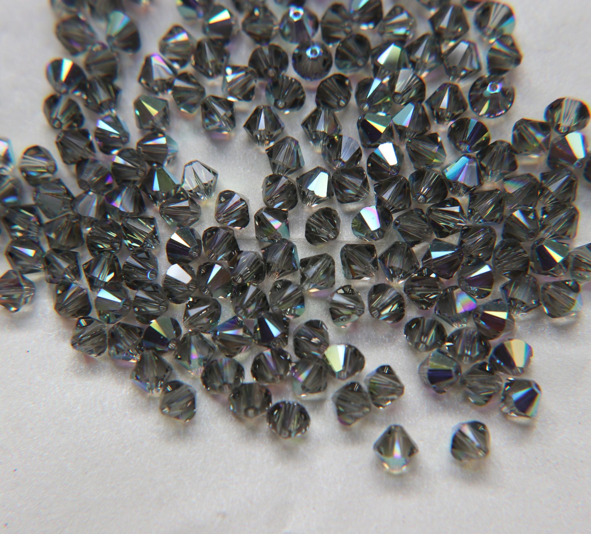 6mm Black Diamond AB (215) Swarovski Bicone Cuts 12/36/72/144/288 Pieces jewelry making/embroidery materials / premium vintage materials