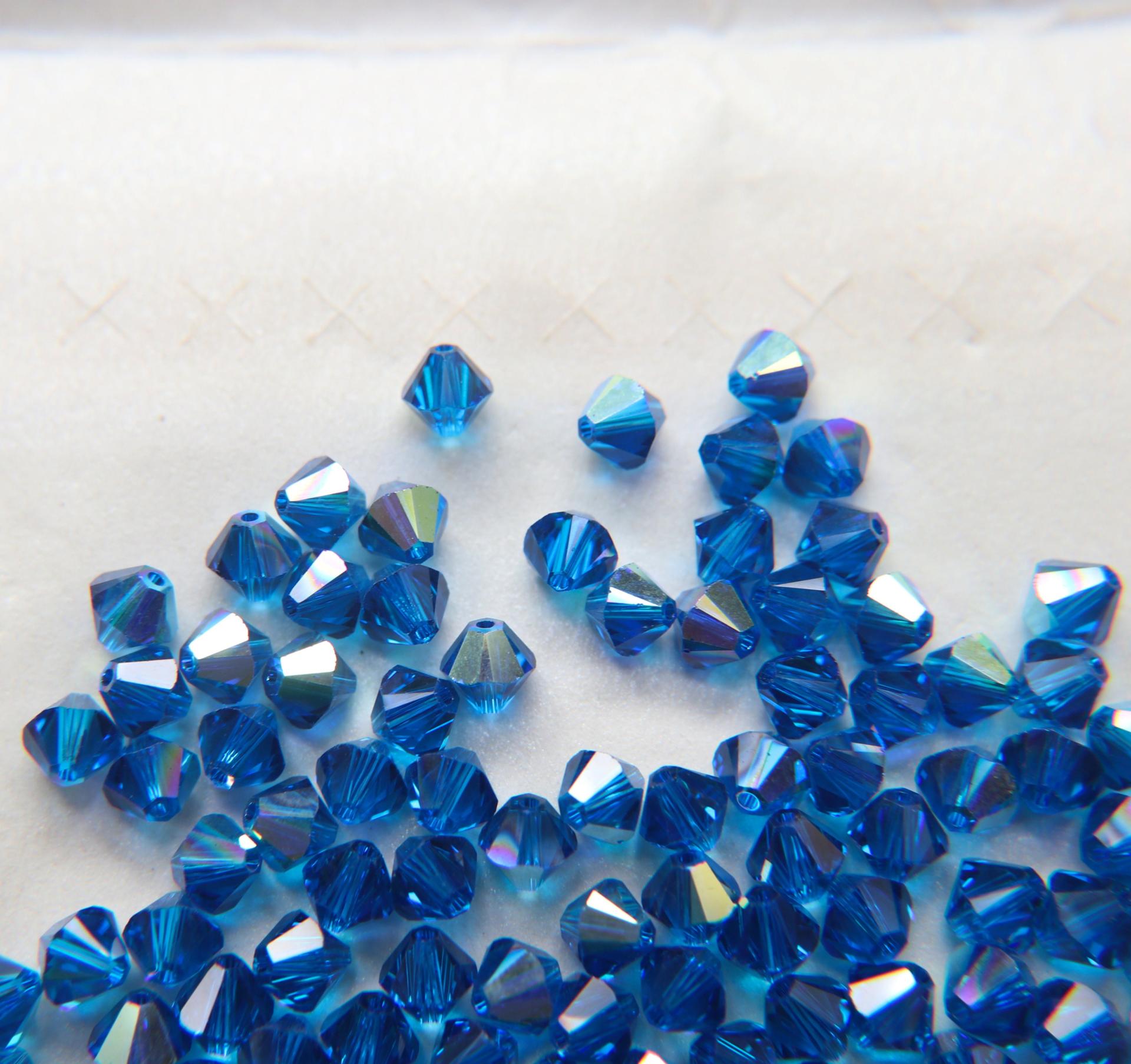 6mm Capri Blue AB (243) Swarovski Bicone Cuts 12/36/72/144/288 Pieces jewelry making/embroidery materials / premium vintage materials