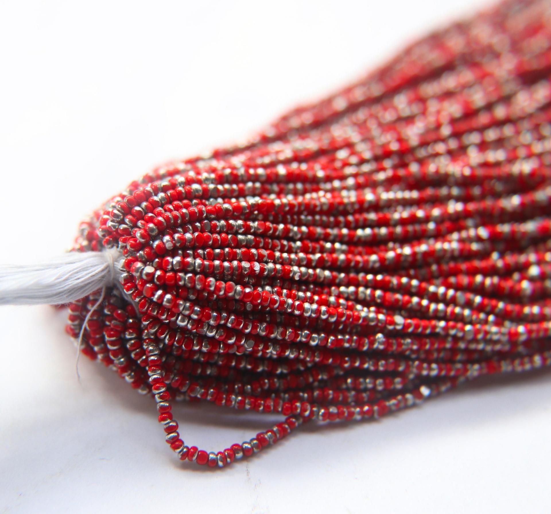 13/0 Charlotte Cut Beads Patina Light Red Opaque Silver 5/10/20/50/250/500 Grams glass beads, jewelry craft, findings, craft supply, vintage