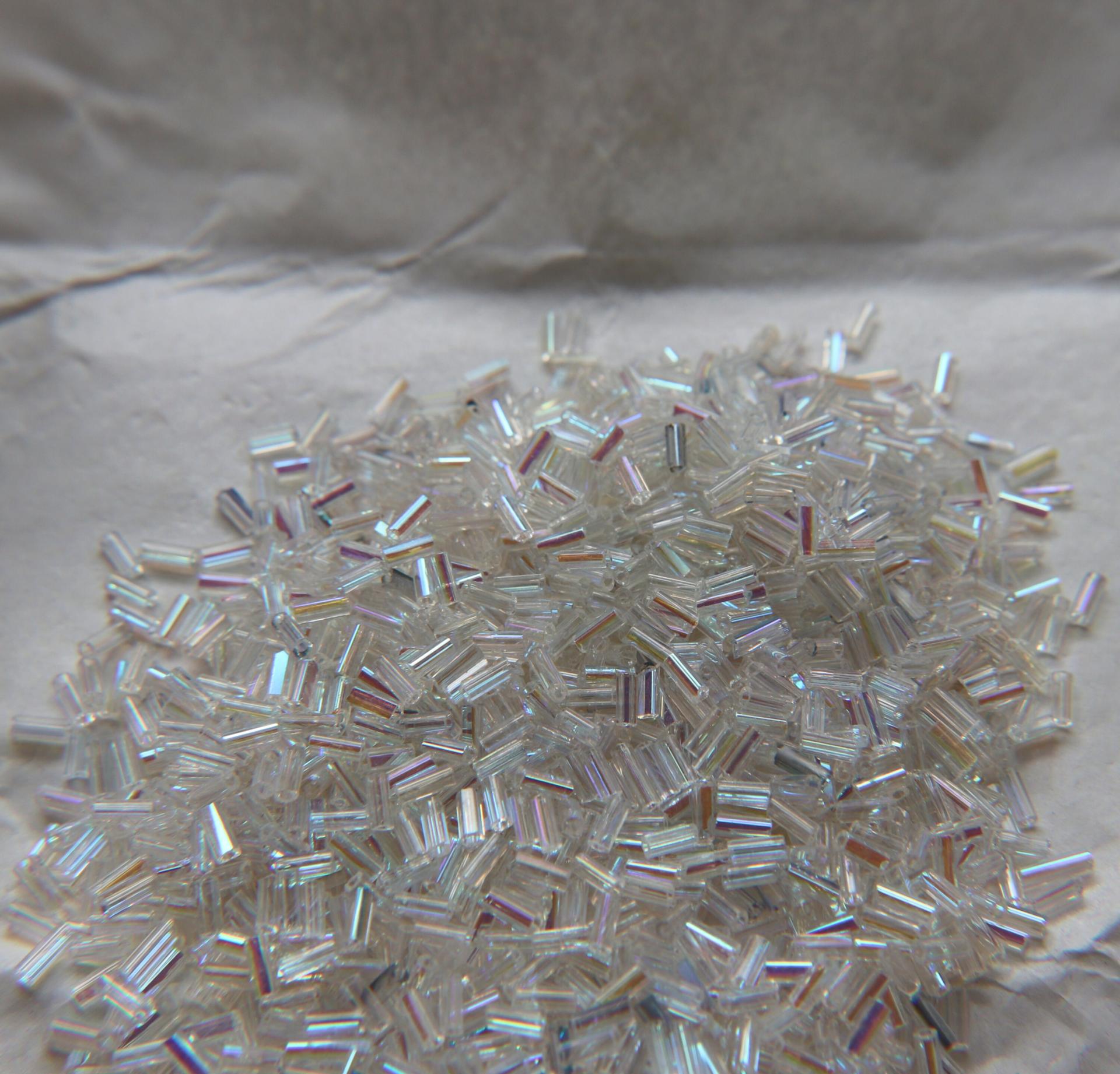 True Cuts Size 2 (2x4mm) Bugle Beads 5/10/20/50/250/500 Grams Patina Crystal Aurore Boreale loose tube beads