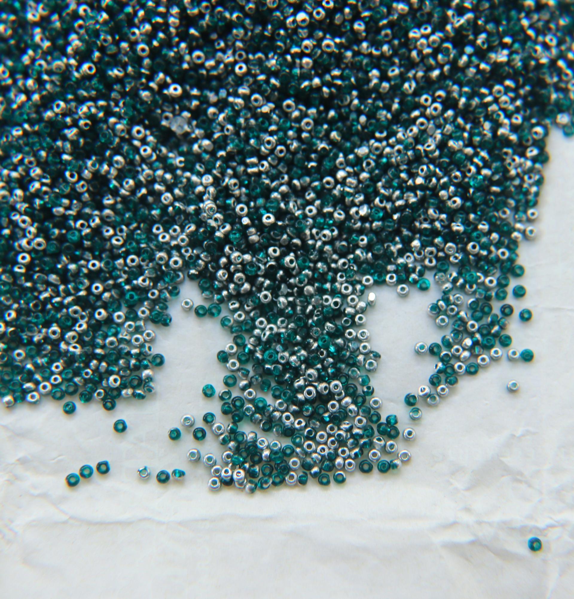 13/0 Charlotte Cut Beads Patina Transparent Teal Green Silver 5/10/20/50/250/500 Grams glass beads, jewelry supply, findings, craft supply