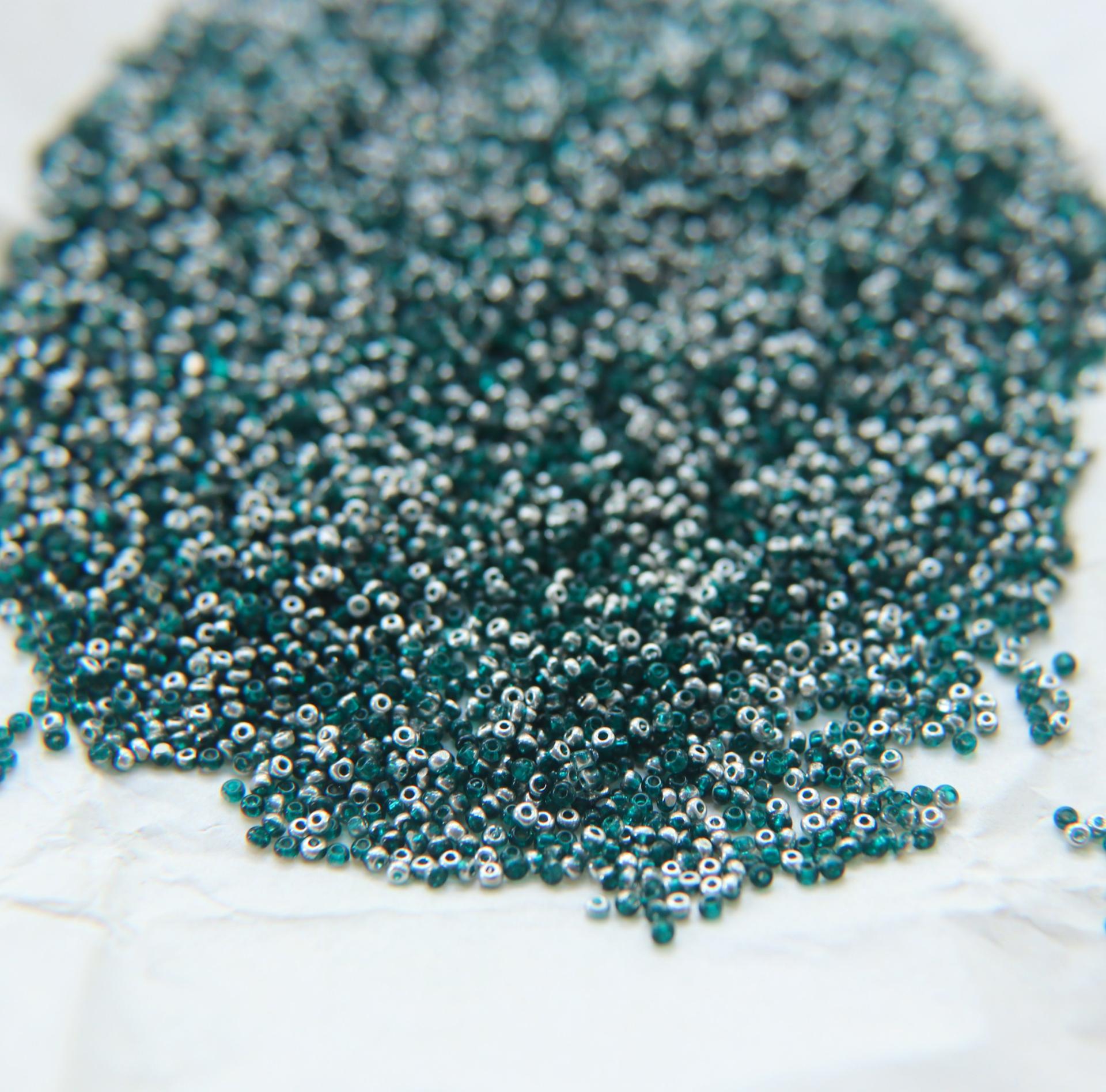 13/0 Charlotte Cut Beads Patina Transparent Teal Green Silver 5/10/20/50/250/500 Grams glass beads, jewelry supply, findings, craft supply