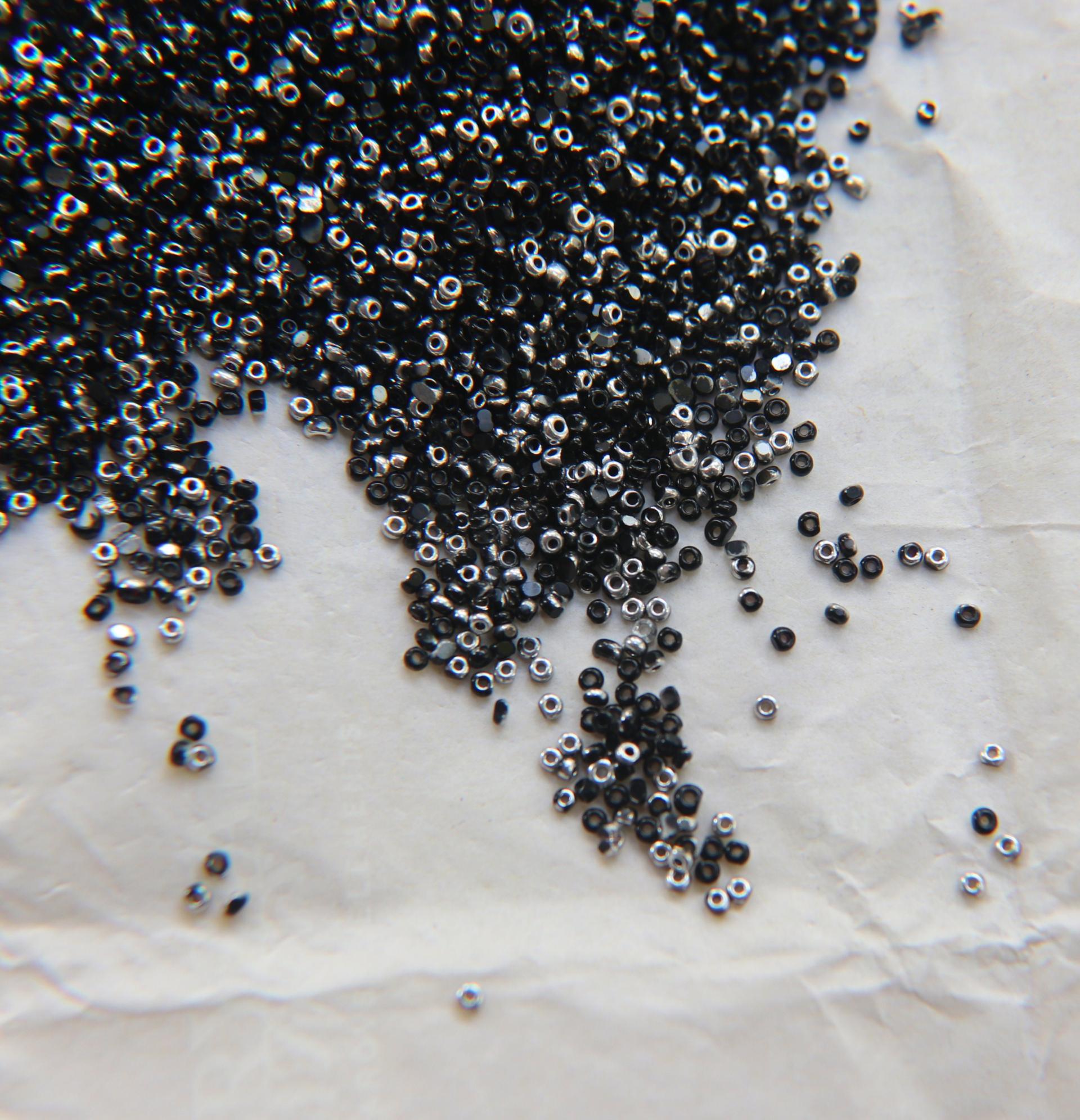 13/0 Charlotte Cut Beads Patina Jet Silver 5/10/20/50/250/500 Grams craft supplies, jewelry making, embroidery materials