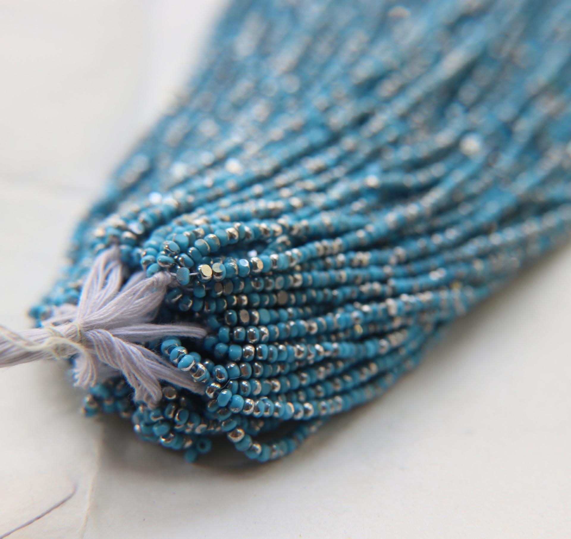 13/0 Charlotte Cut Beads Patina Opaque Turquoise Silver 5/10/20/50/250/500 Grams glass beads, jewelry supply, findings, craft supply vintage