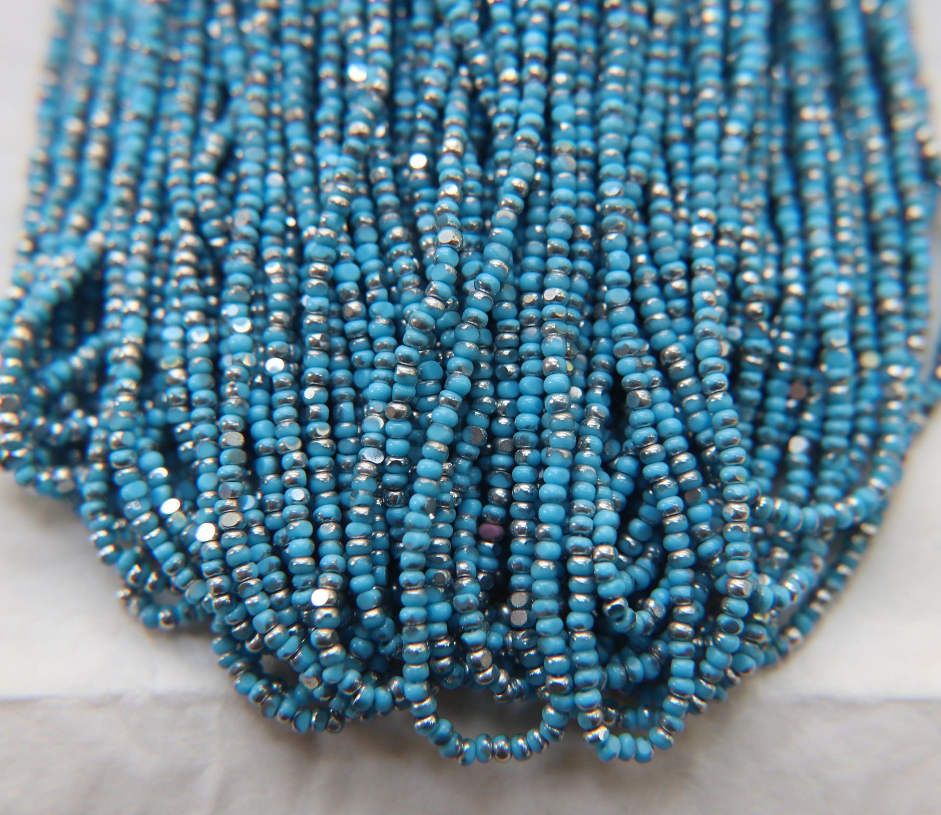 13/0 Charlotte Cut Beads Patina Opaque Turquoise Silver 5/10/20/50/250/500 Grams glass beads, jewelry supply, findings, craft supply vintage
