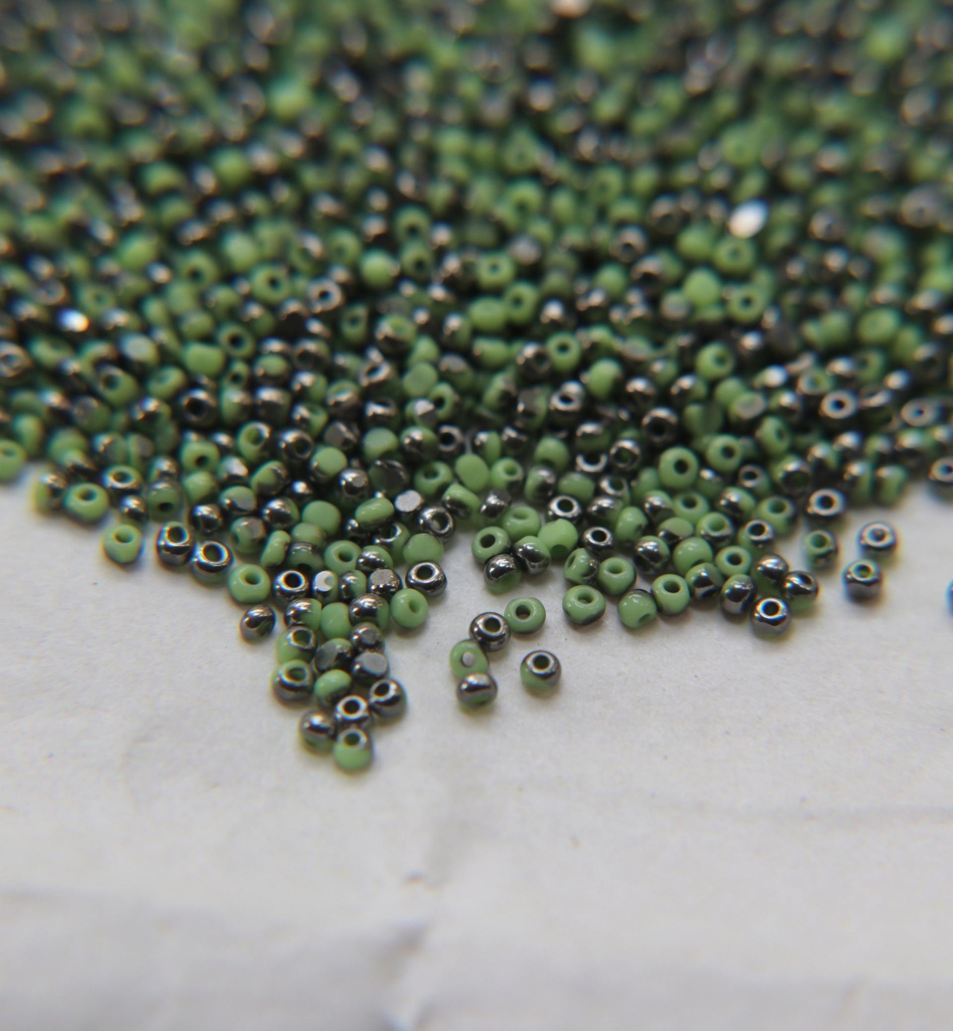 13/0 Charlotte Cut Beads Patina Opaque Peridot Gunmetal 5/10/20/50/250/500 Grams glass beads, jewelry supply, findings, craft supply,vintage