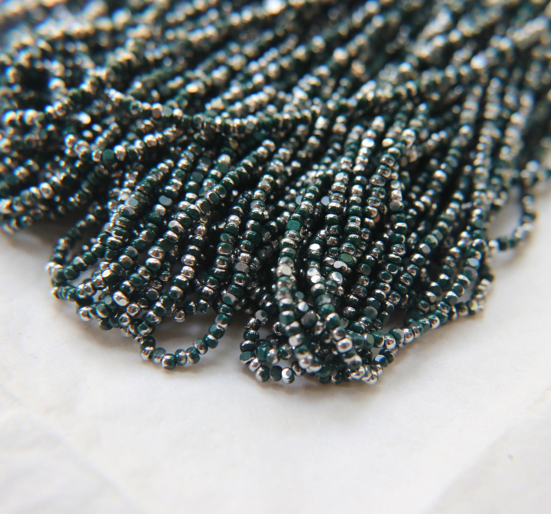 11/0 Hanks Charlotte Cut Beads Patina Opaque Emerald Silver 1/5/25/50/100 Hanks PREMIUM SEED BEADS