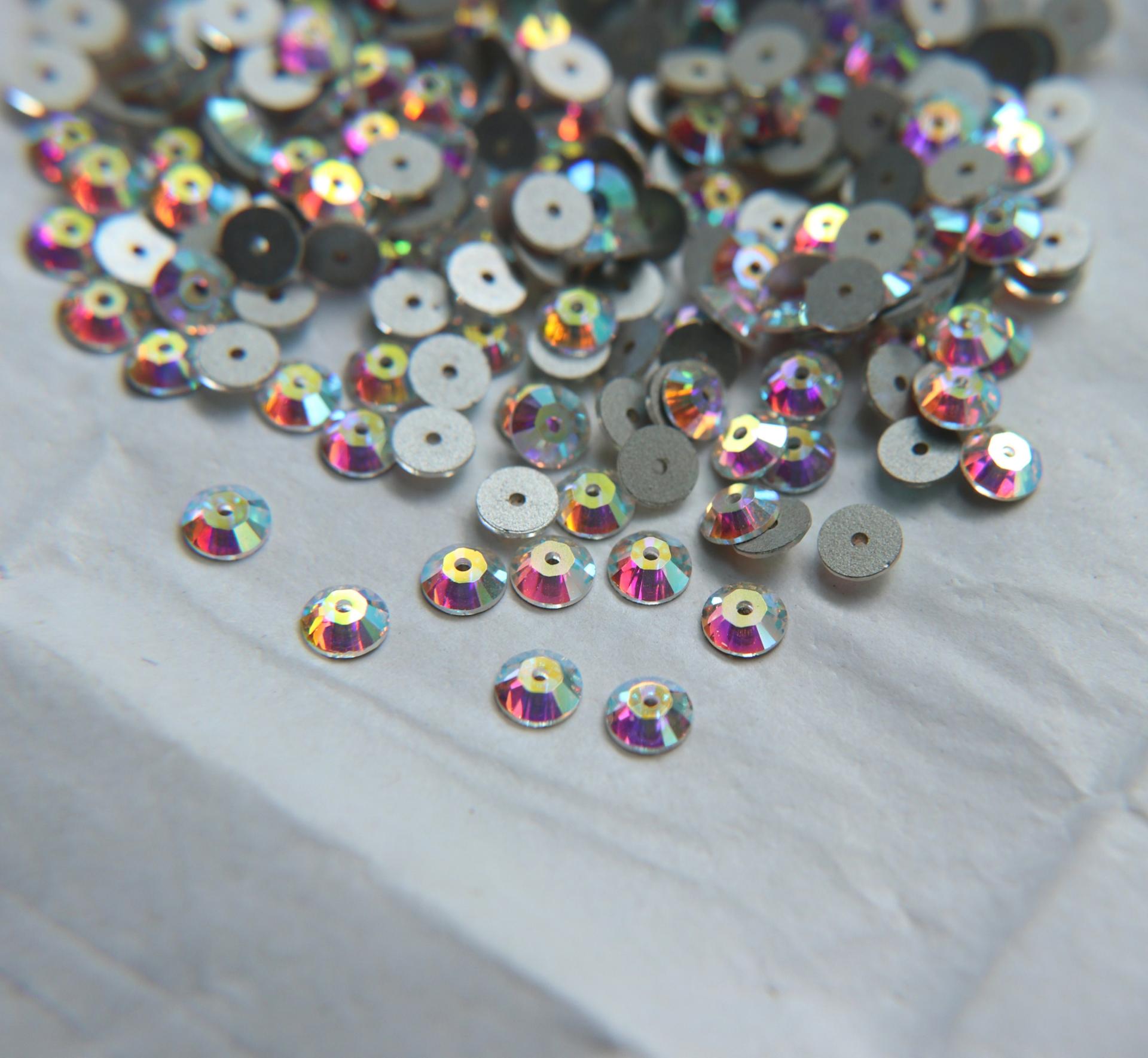 5 MM Swarovski Crystal Aurore Boreale Xillion Lochrose Sew-on STONES 3128 24/72/144/720 Pieces, embroidery materials, wedding decorations