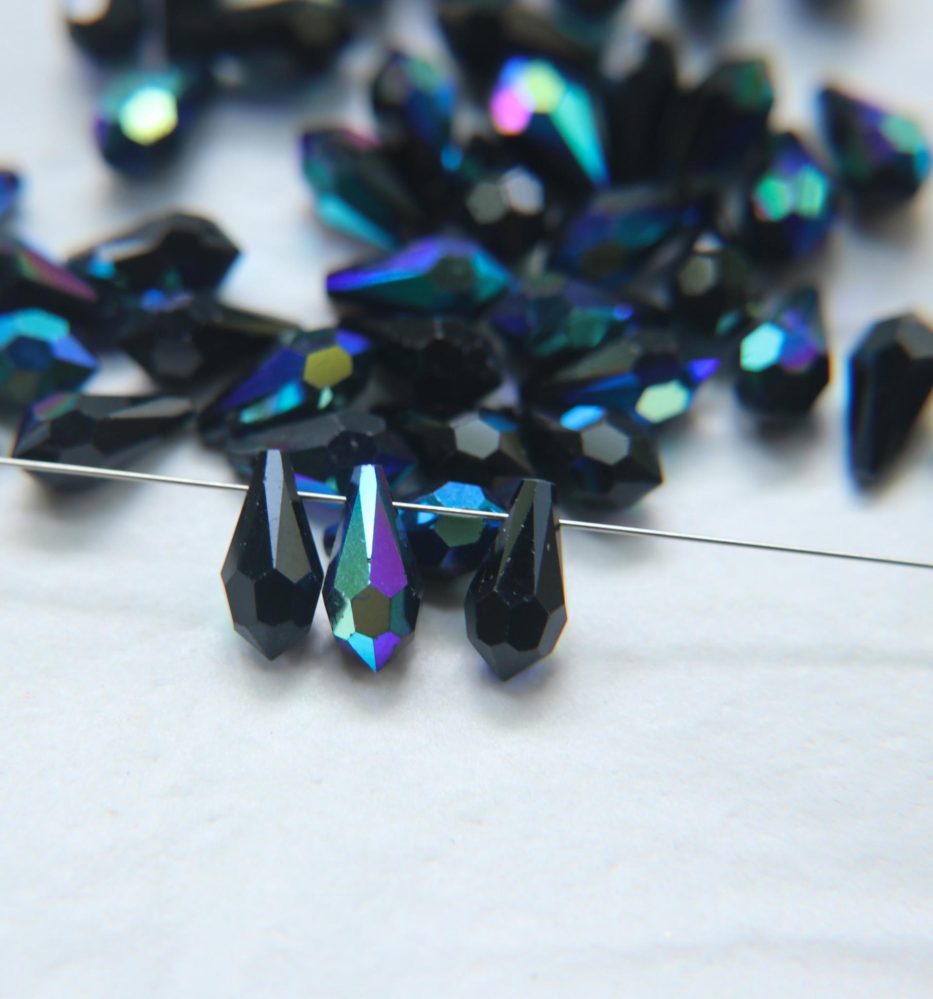 6010 Swarovski Pendants in Jet AB 6000 Teardrop drop Pendant 13 x 6.5 MM Fancy Crystal drops 2/6/12/36 Pieces