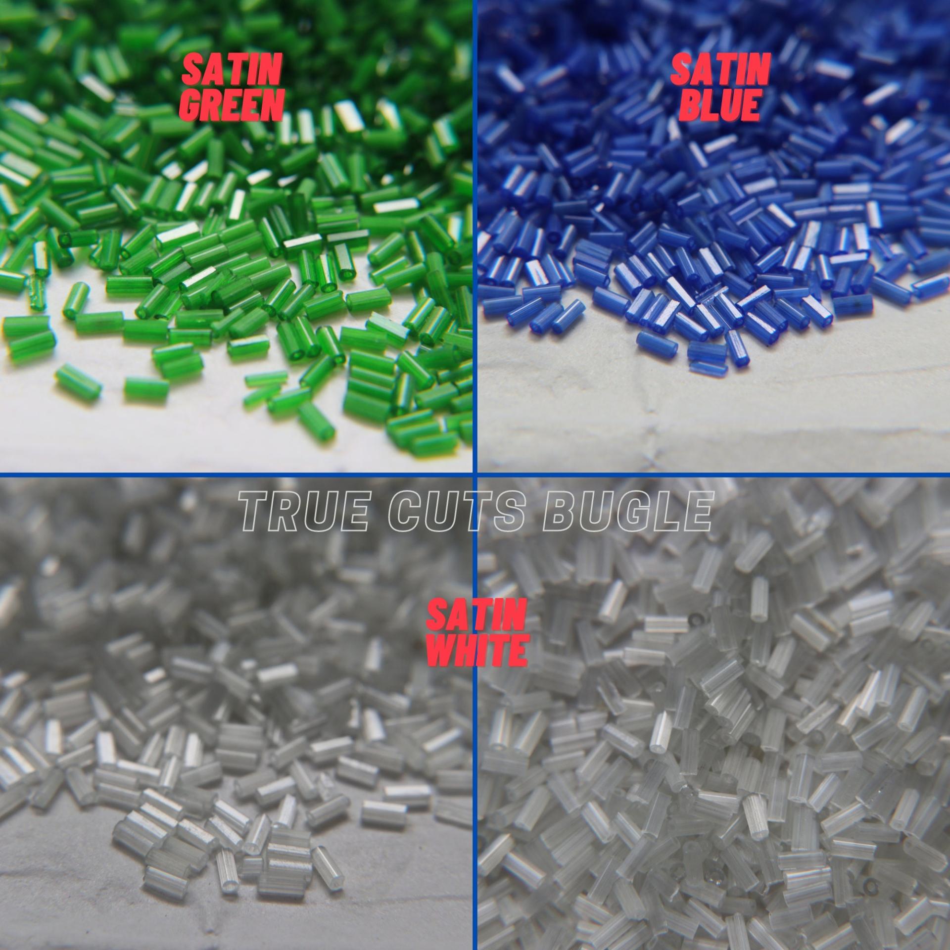 True Cuts Size 2 (2x4mm) Bugle Beads 5/10/20/50/250/500 Grams Sapphire Preciosa Ornella loose tube beads, embroidery materials, vintage