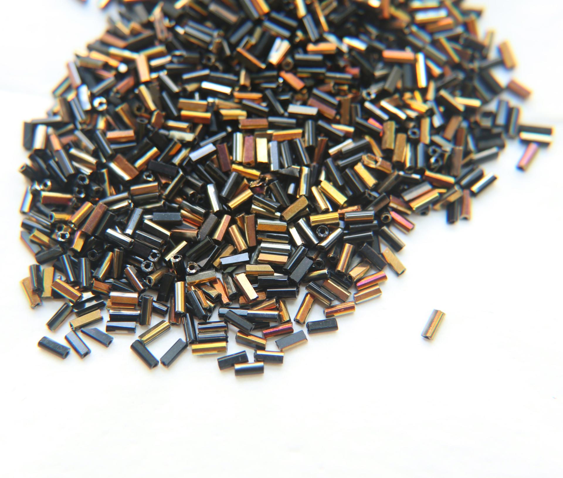True Cuts Size 2 (2x4mm) Bugle Beads 5/10/20/50/250/500 Grams Patina Jet Black Bronze Gold loose tube beads