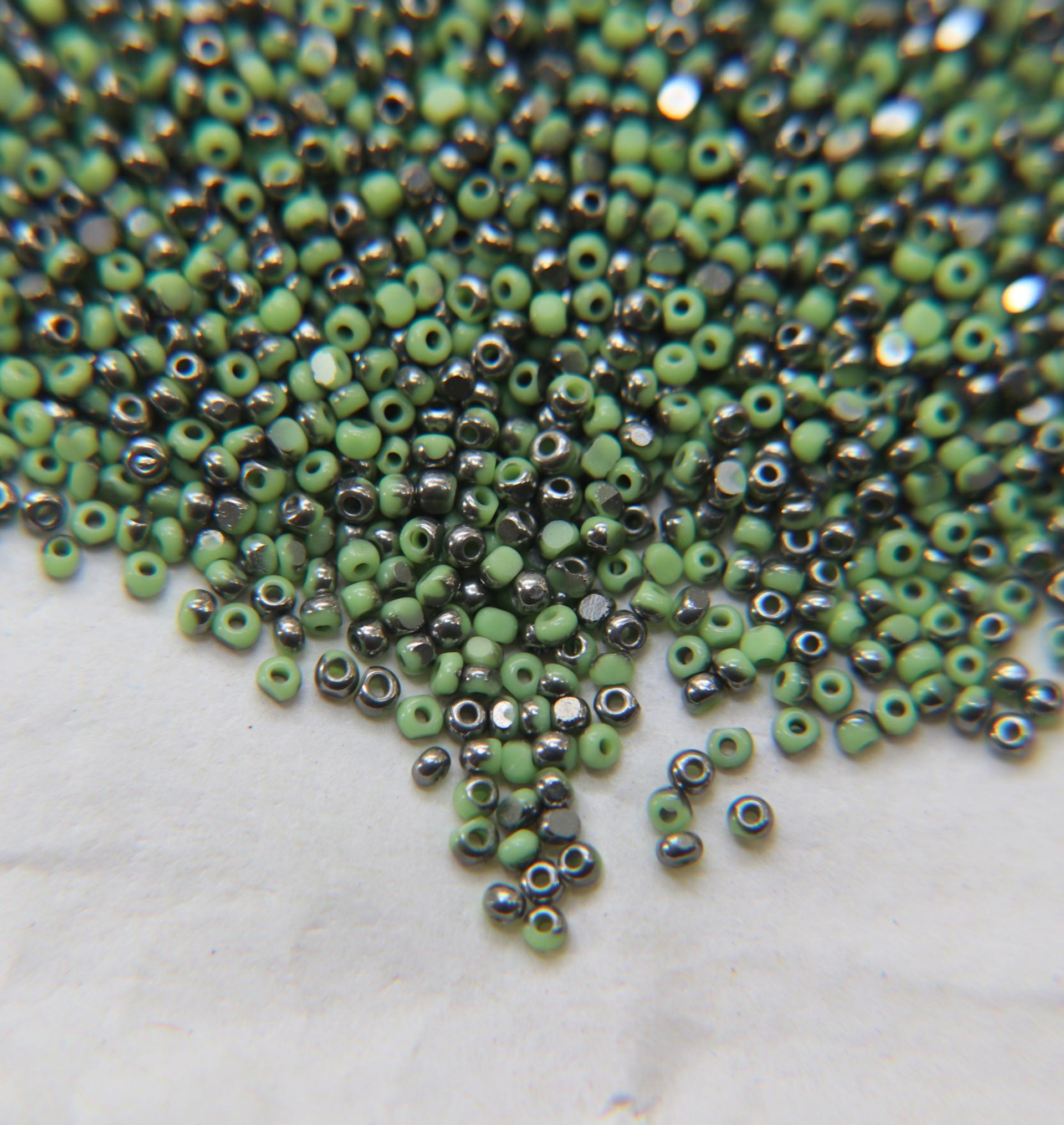 13/0 Charlotte Cut Beads Patina Opaque Peridot Gunmetal 5/10/20/50/250/500 Grams glass beads, jewelry supply, findings, craft supply,vintage
