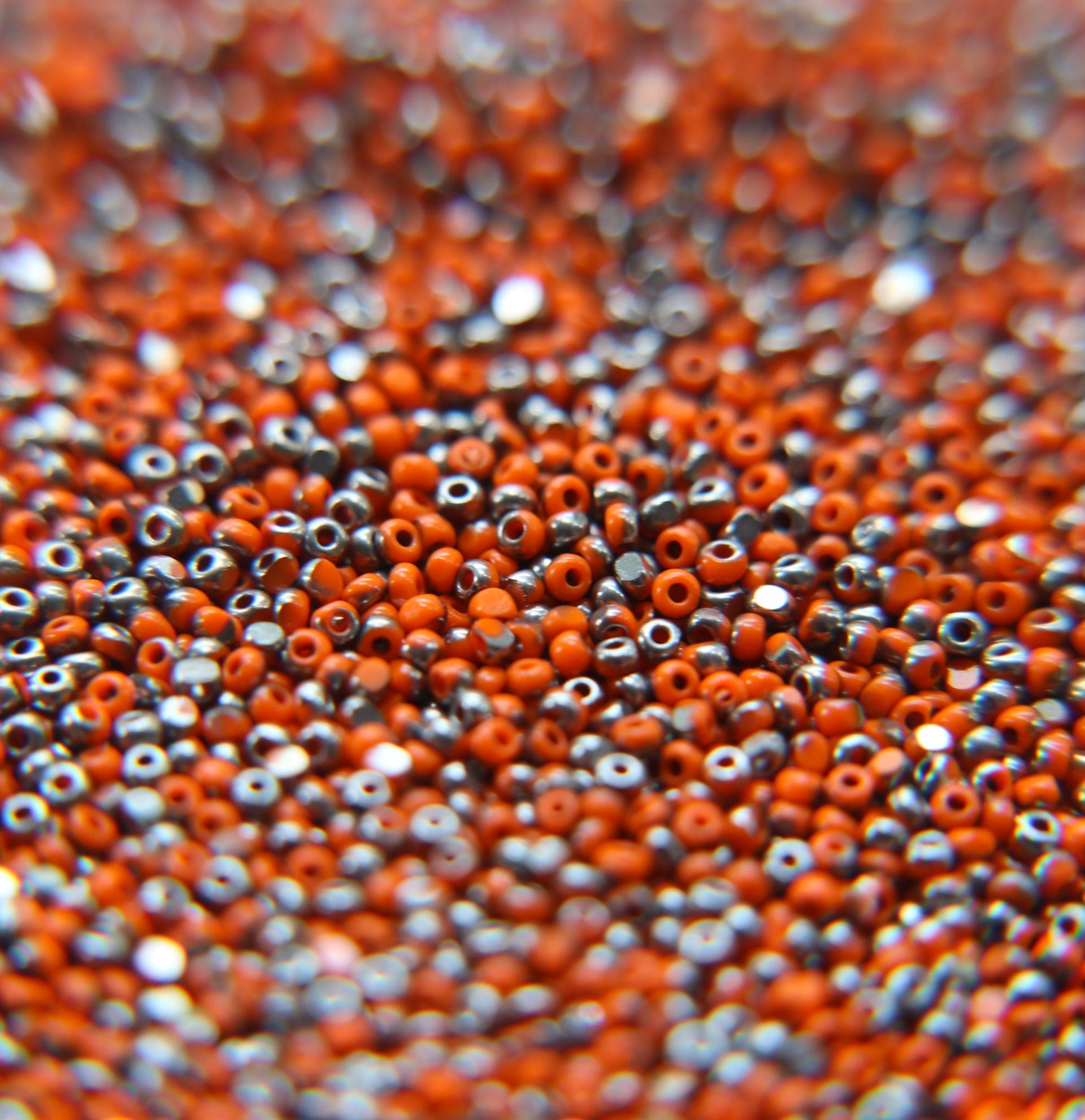 13/0 Charlotte Cut Beads Patina Orange Opaque Gunmetal 5/10/20/50/250/500 Grams PREMIUM MATERIALS