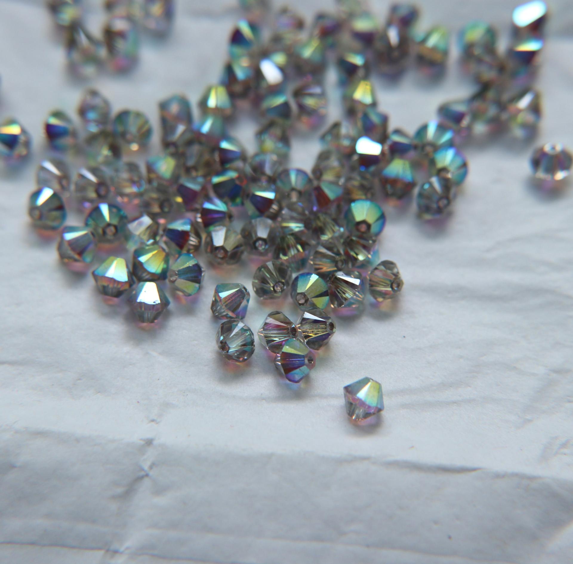 6mm Light Grey AB Swarovski Bicone Cuts 12/36/72/144/288 Pieces jewelry making/embroidery materials / premium vintage materials