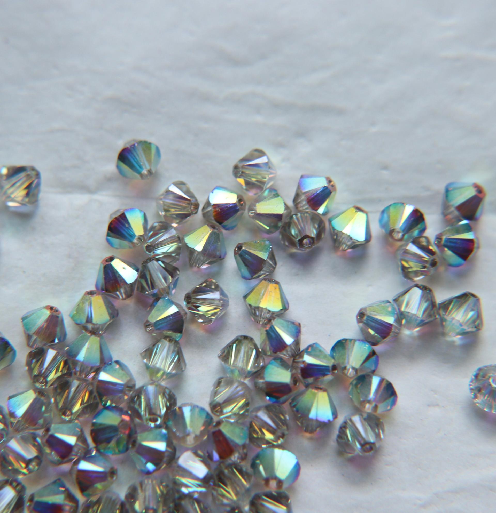 6mm Light Grey AB Swarovski Bicone Cuts 12/36/72/144/288 Pieces jewelry making/embroidery materials / premium vintage materials