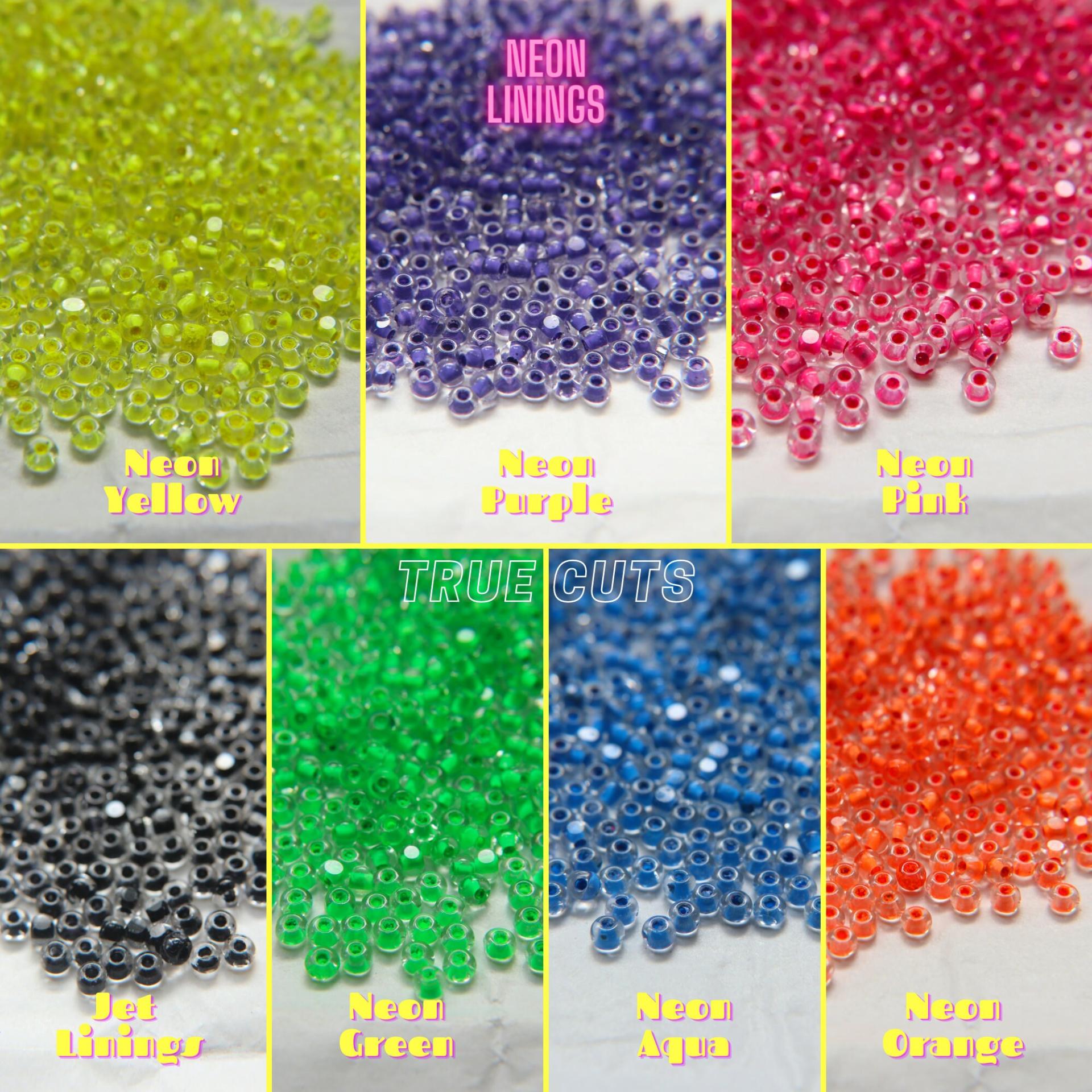 6/0 Charlotte Cut Beads in Neon Linings (14 Colors) 10/20/50/250/500 Grams frosted glass beads, jewelry supply, vintage findings, craft