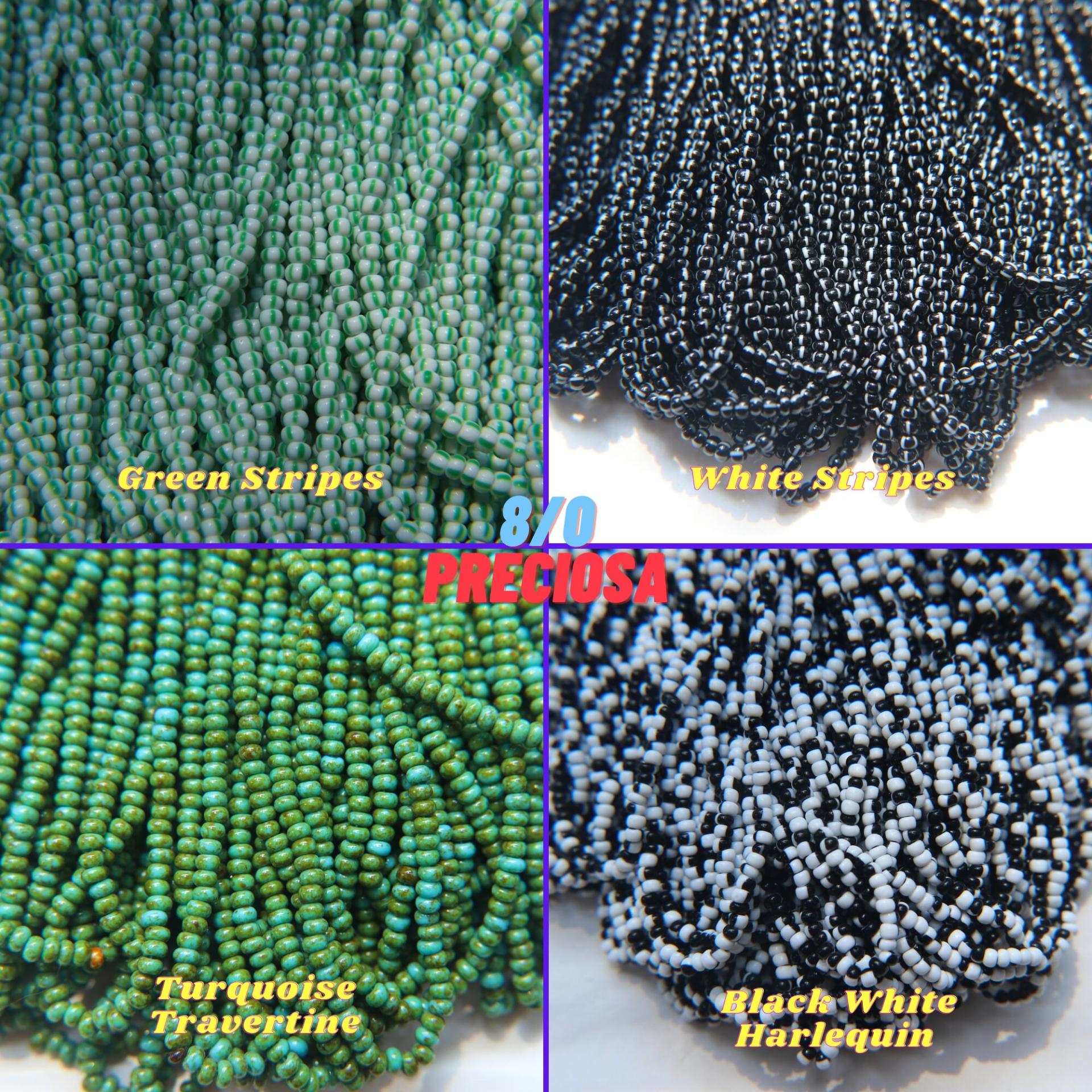 8/0 Stripes/Harlequins/Travertine SEED BEADS PRECIOSA Traditional Czech Beads™ , mix beads, embroidery materials, craft supplies