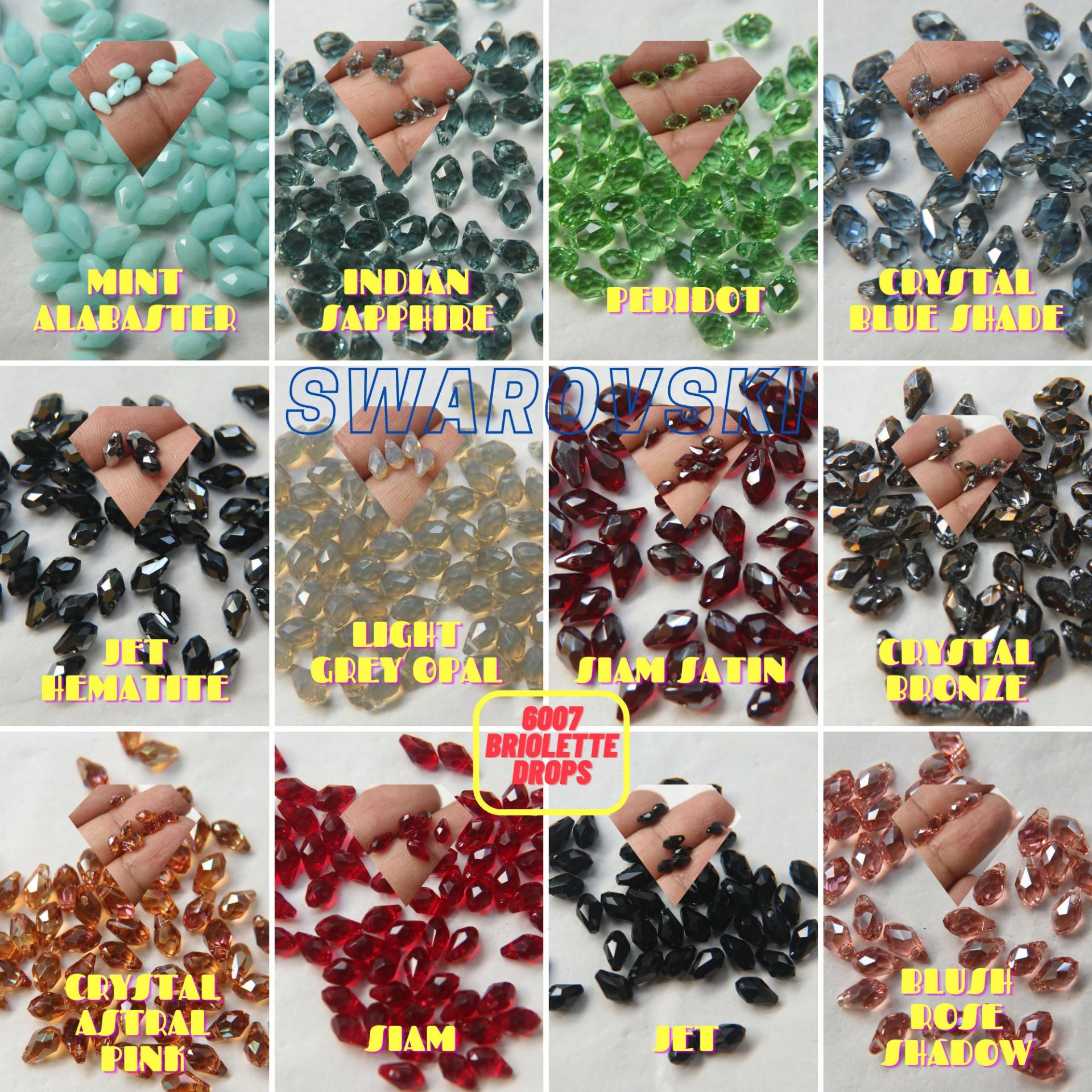 Swarovski 6007 Small Briolette Pendant 7X4MM (12 Colors) Fancy Teardrop drop Pendant 2/6/12/36 Pieces PREMIUM MATERIALS