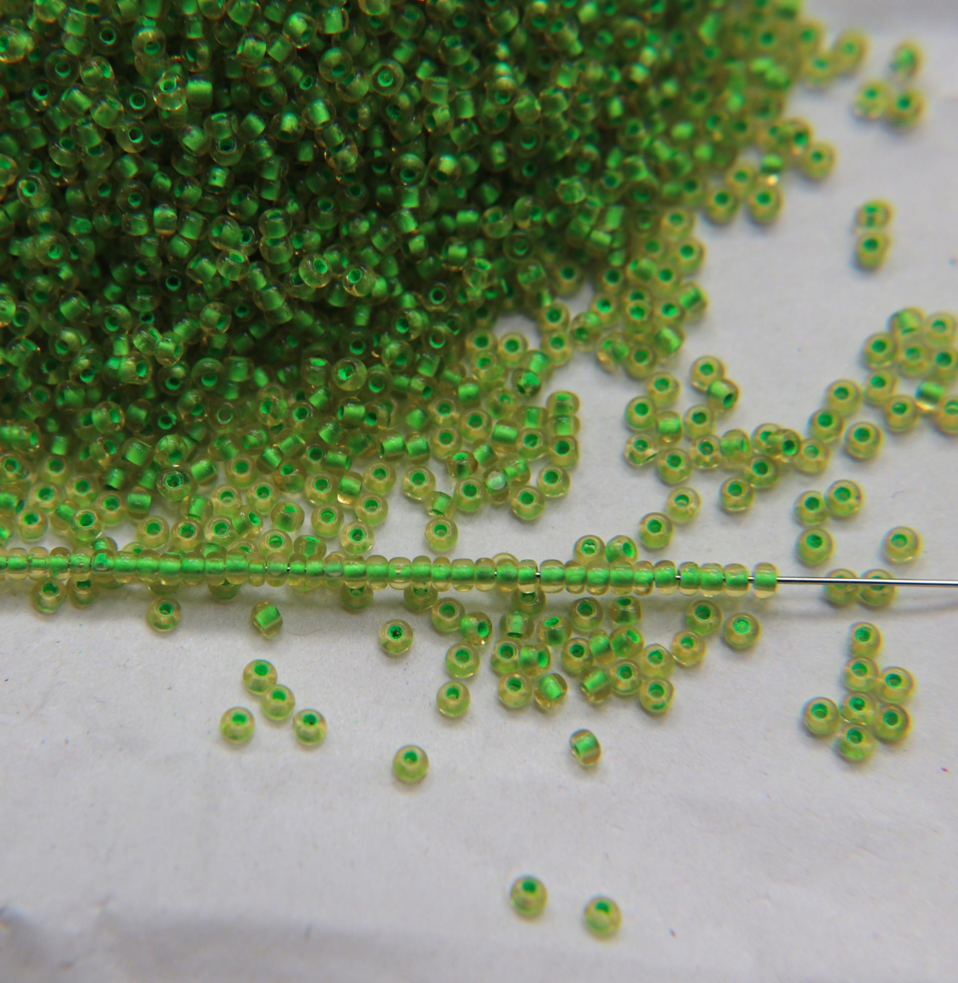 11/0 True cuts Charlotte Beads Honey Neon Green Lined 10/20/50/250/500 Grams PREMIUM SEED BEADS, Native Supply