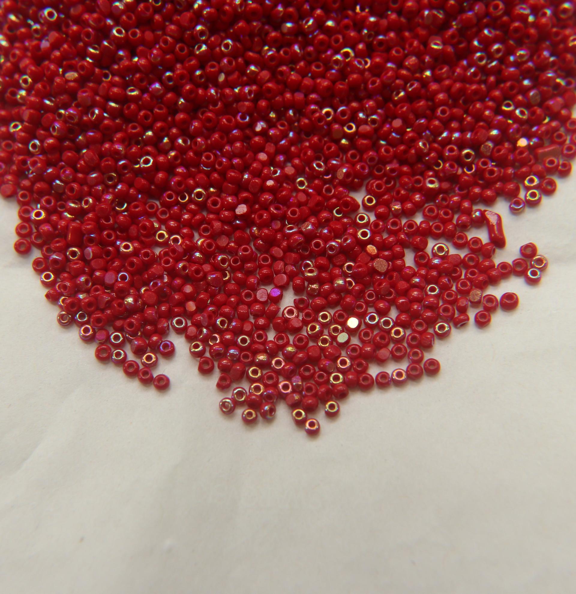 11/0 Charlotte Cut Beads Patina Opaque Cherry Red Aurore Boreale 10/20/50/250/500 Grams PREMIUM MATERIALS, Native supplies